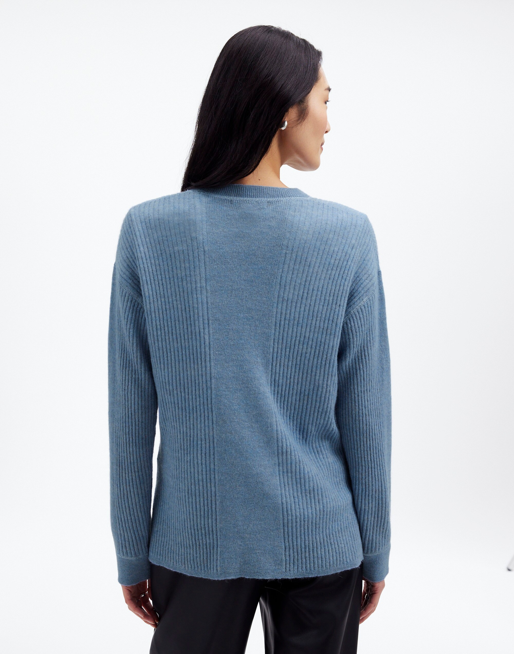 Ribbed Alpaca-Blend Crewneck Sweater