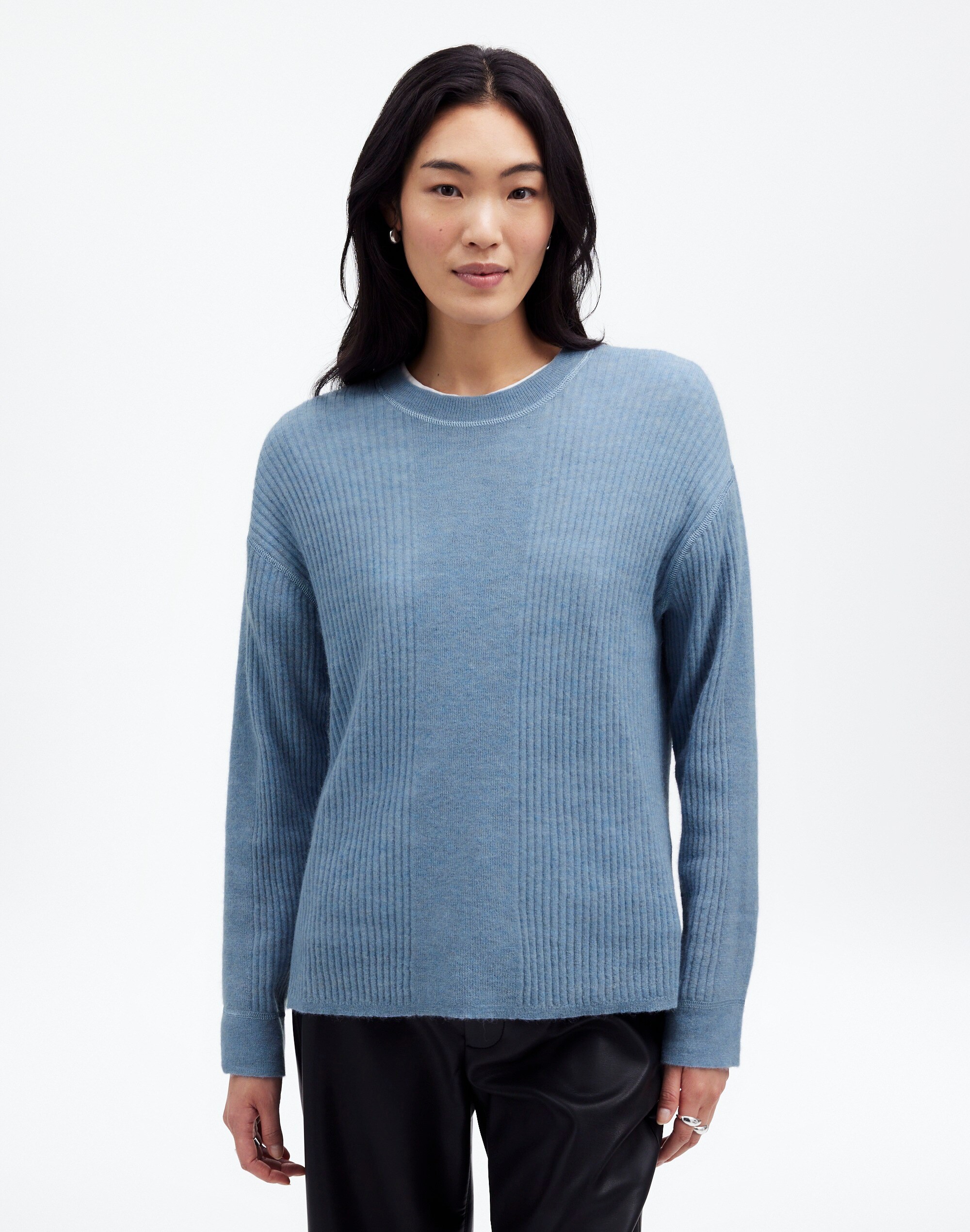 Ribbed Alpaca-Blend Crewneck Sweater