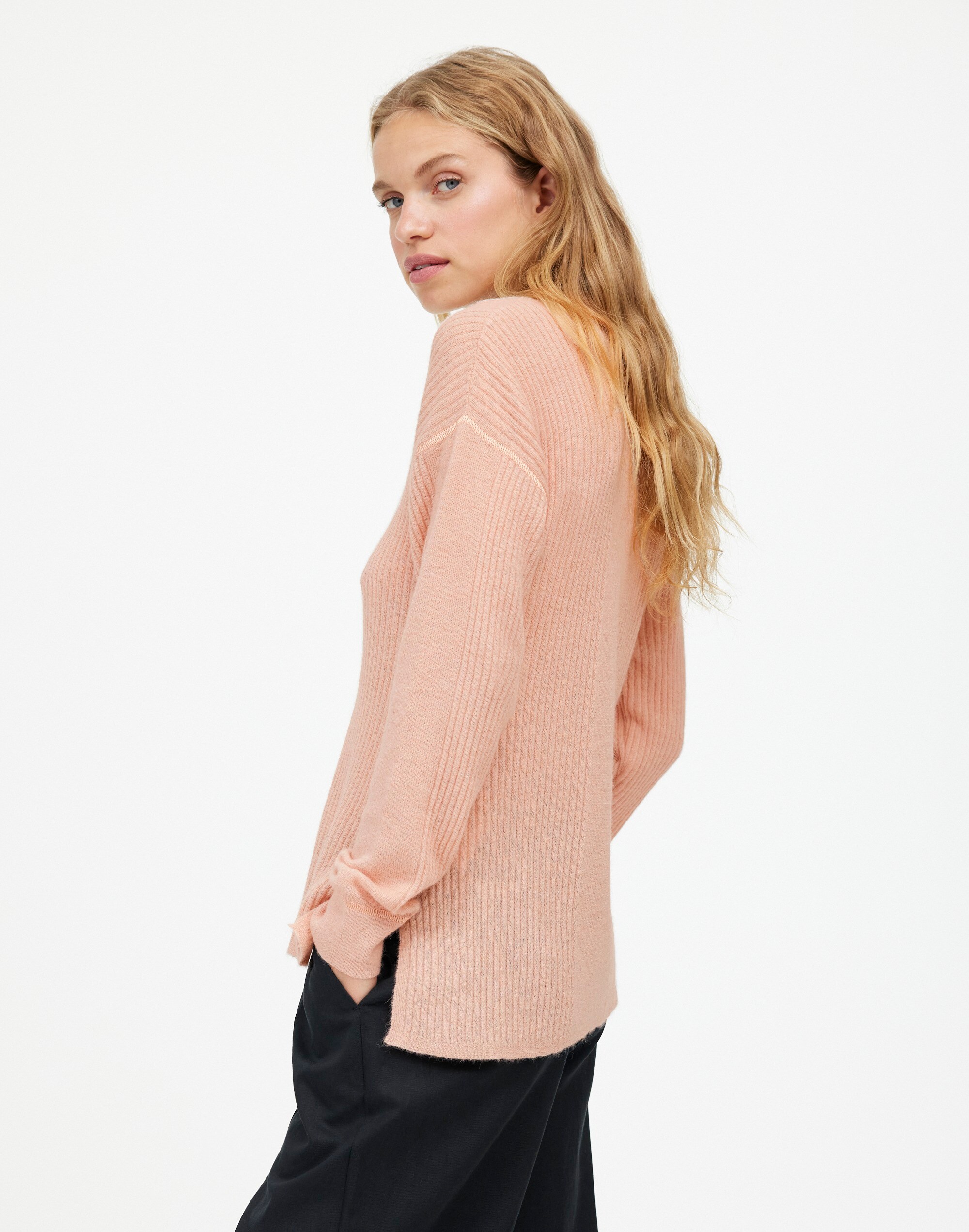 Ribbed Alpaca-Blend Crewneck Sweater