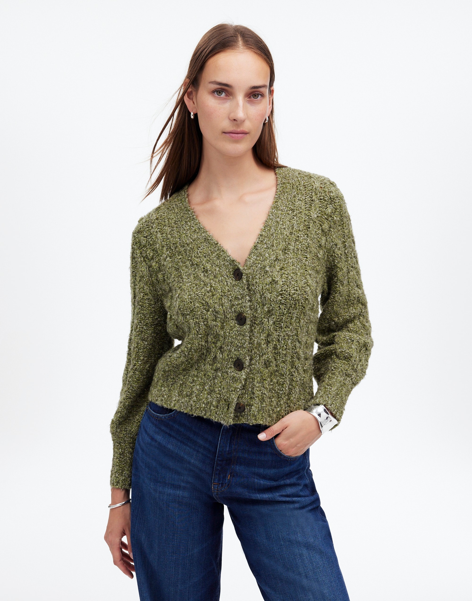 cable v-neck cardigan