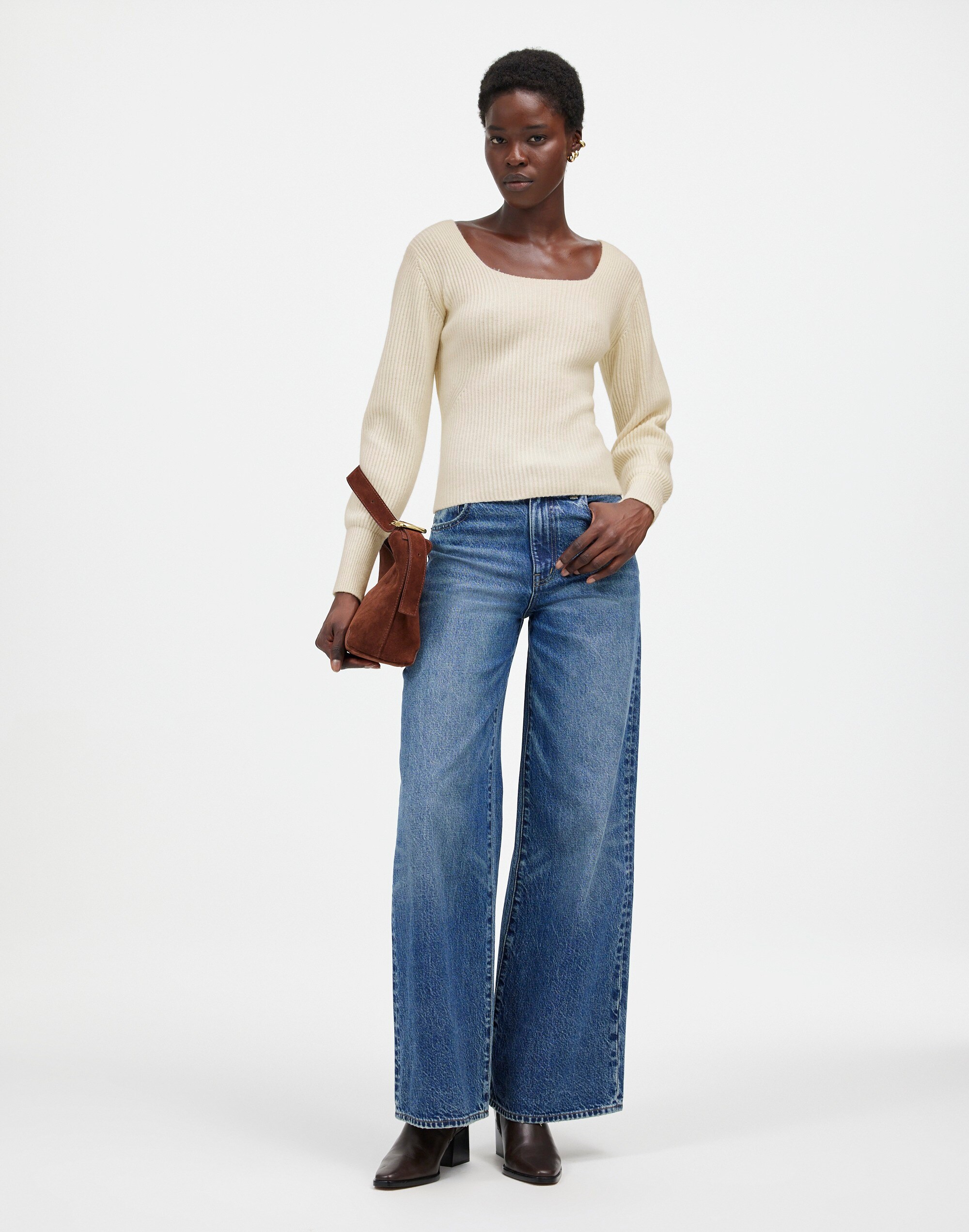 SoftWool Square-Neck Pullover Sweater