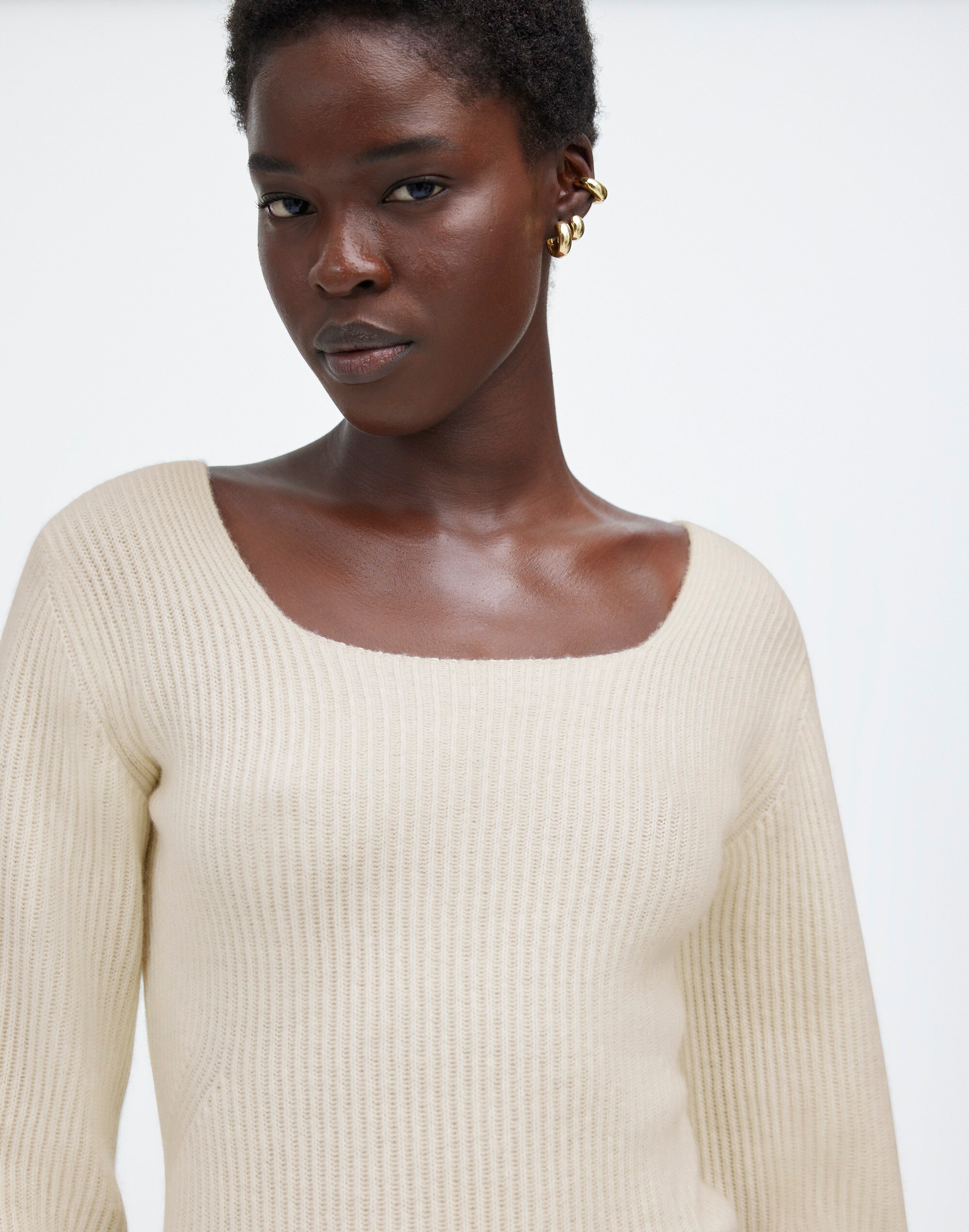 SoftWool Square-Neck Pullover Sweater