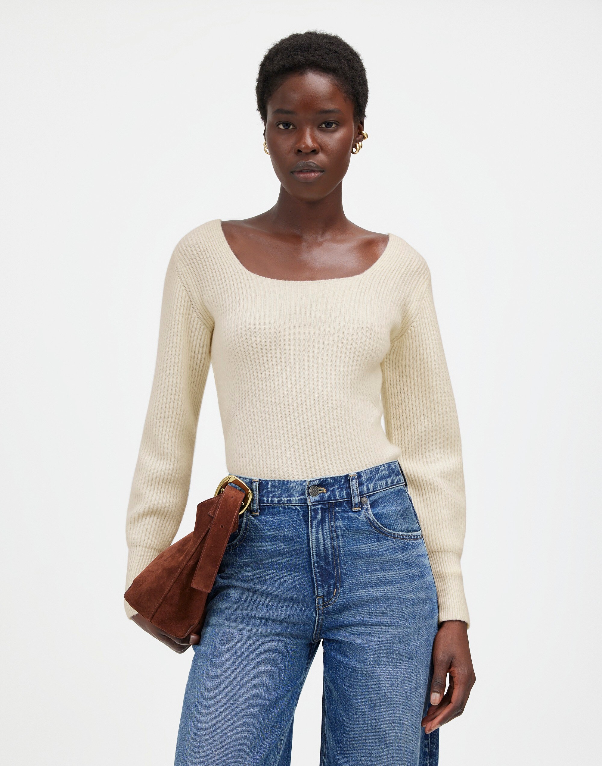 SoftWool Square-Neck Pullover Sweater
