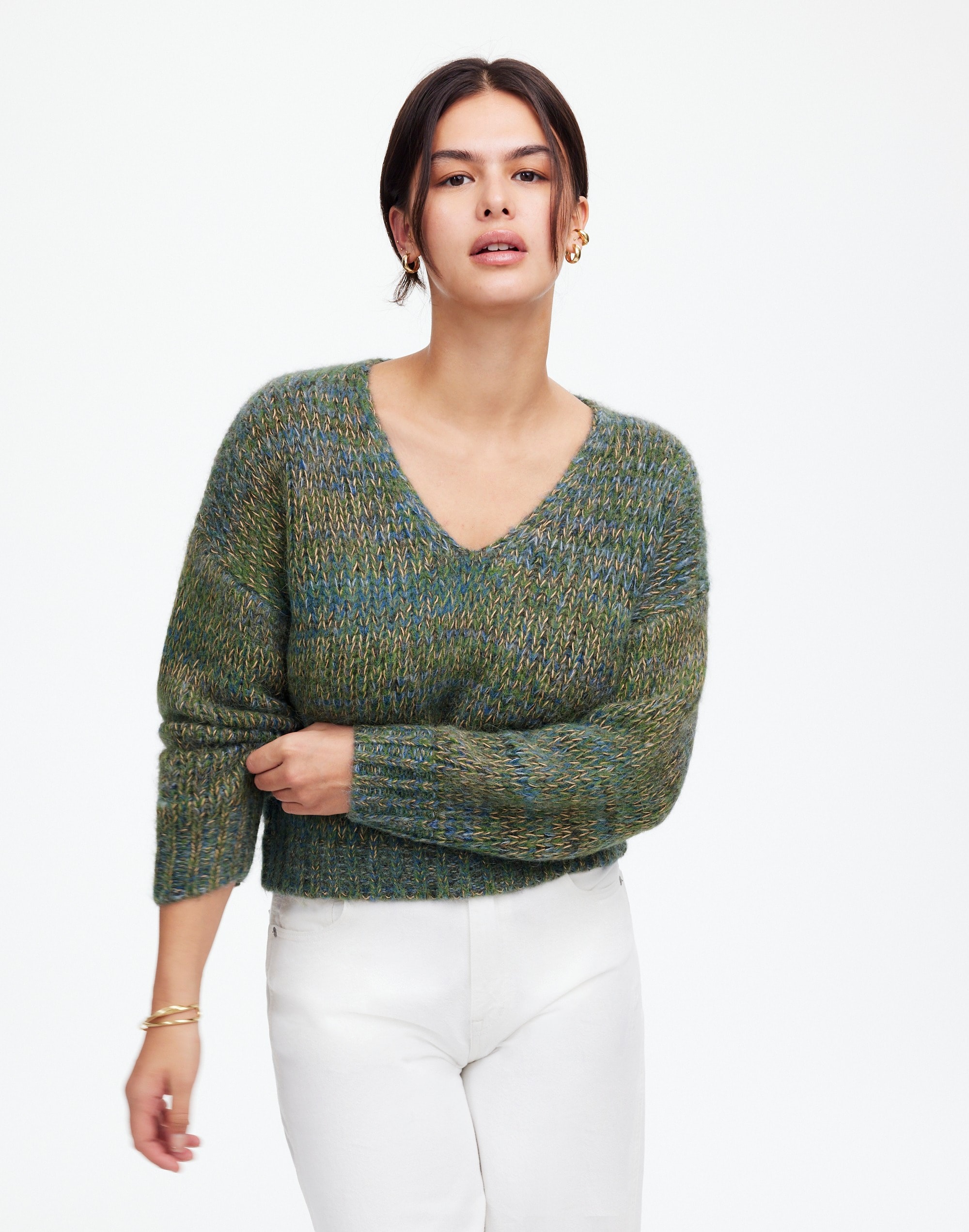 marled v-neck sweater