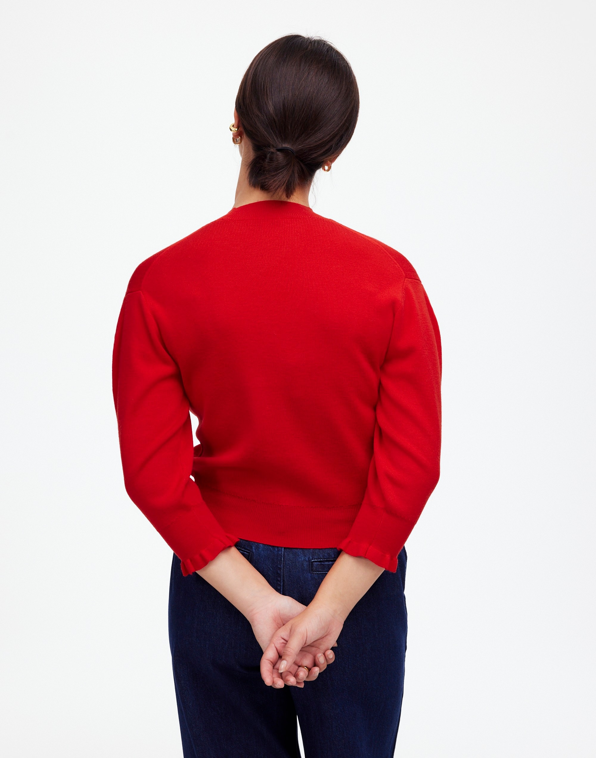 Merino Wool Ruffle Mockneck Sweater