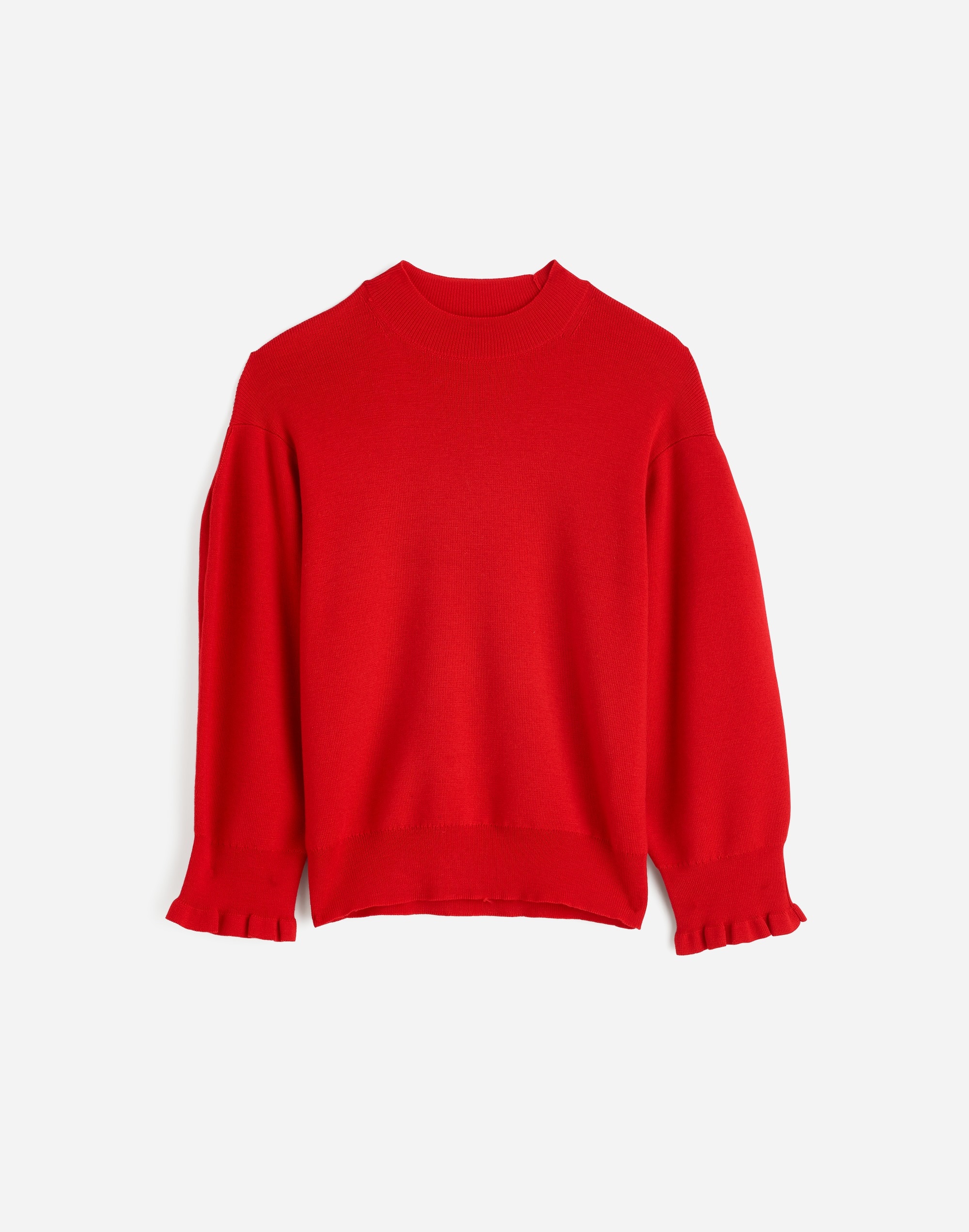 Merino Wool Ruffle Mockneck Sweater