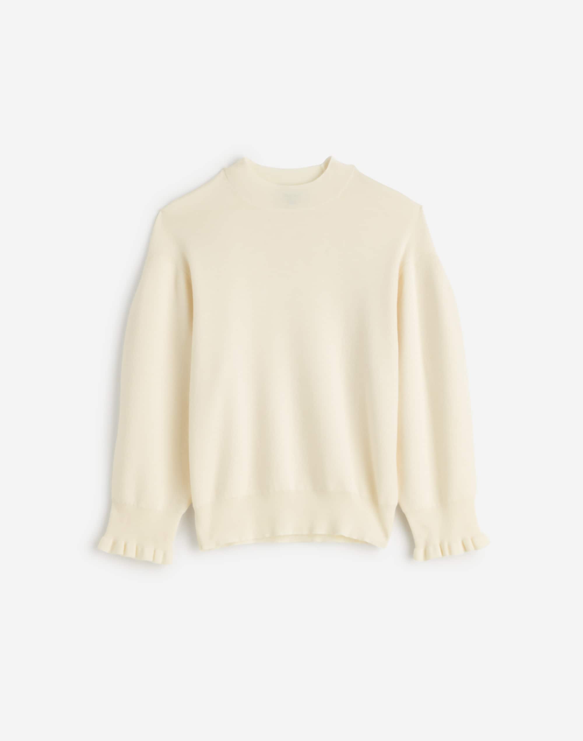 Merino Wool Ruffle Mockneck Sweater