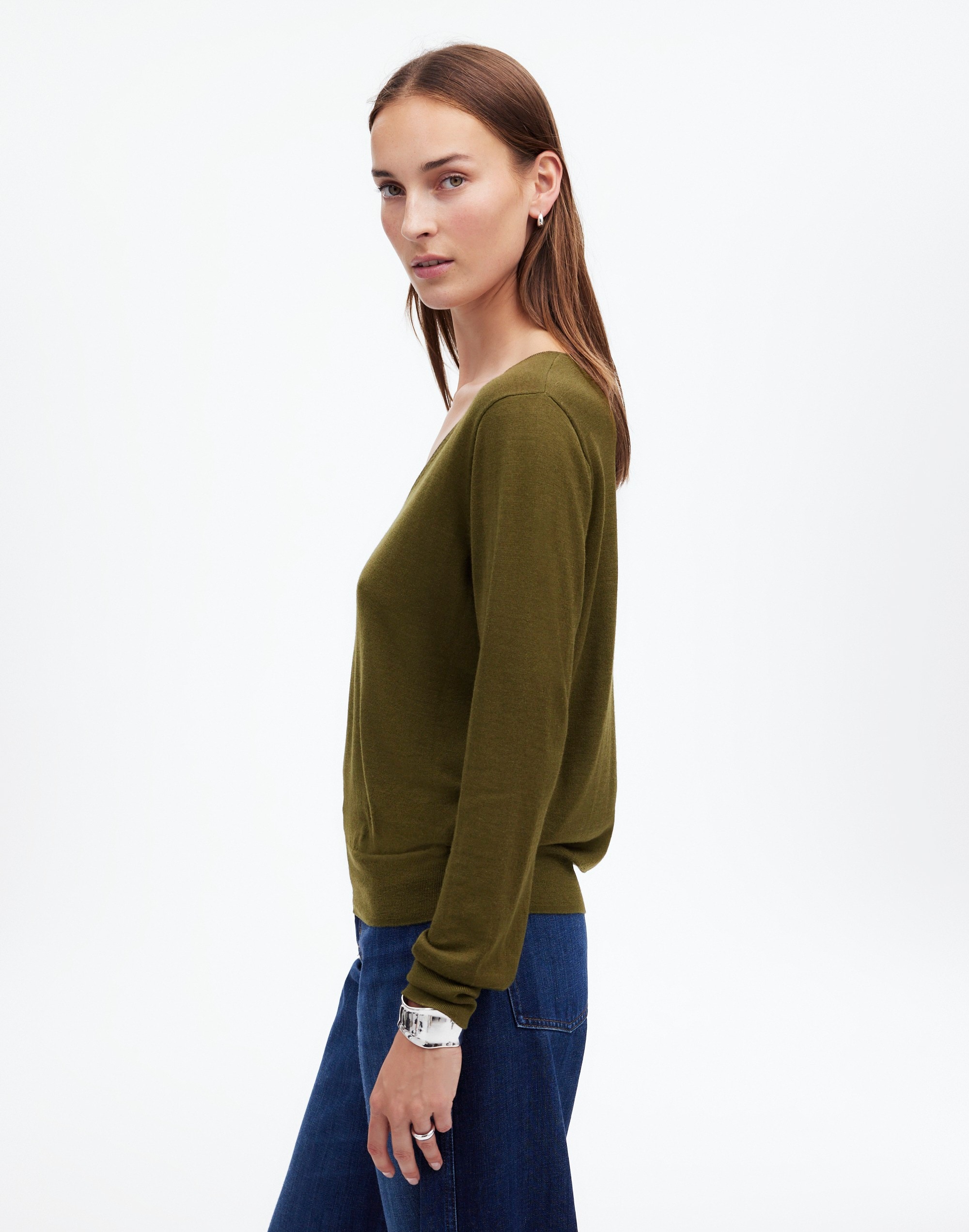 Merino Wool-Silk Blend V-Neck Sweater