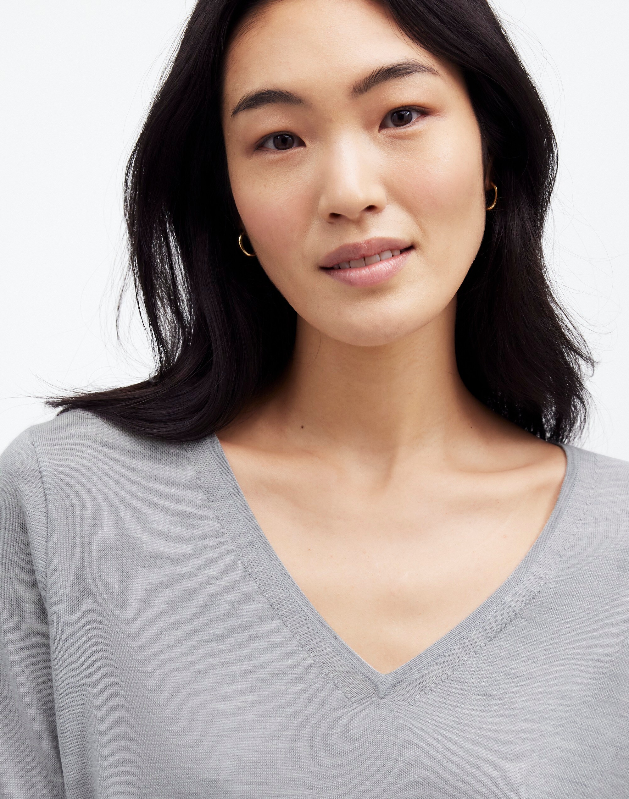 Merino Wool-Silk Blend V-Neck Sweater