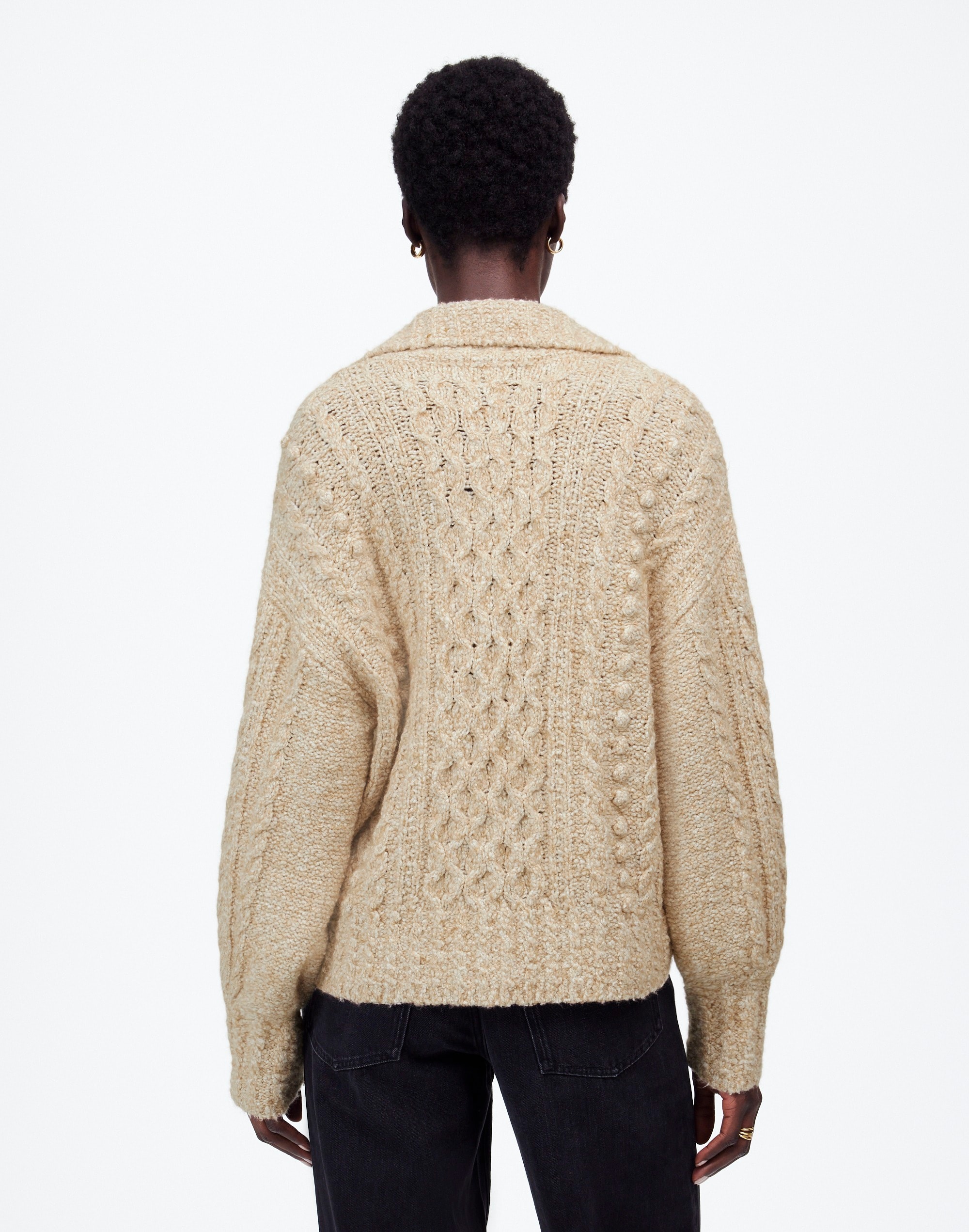 Cotton-Merino Wool Blend Cable-Knit Sweater