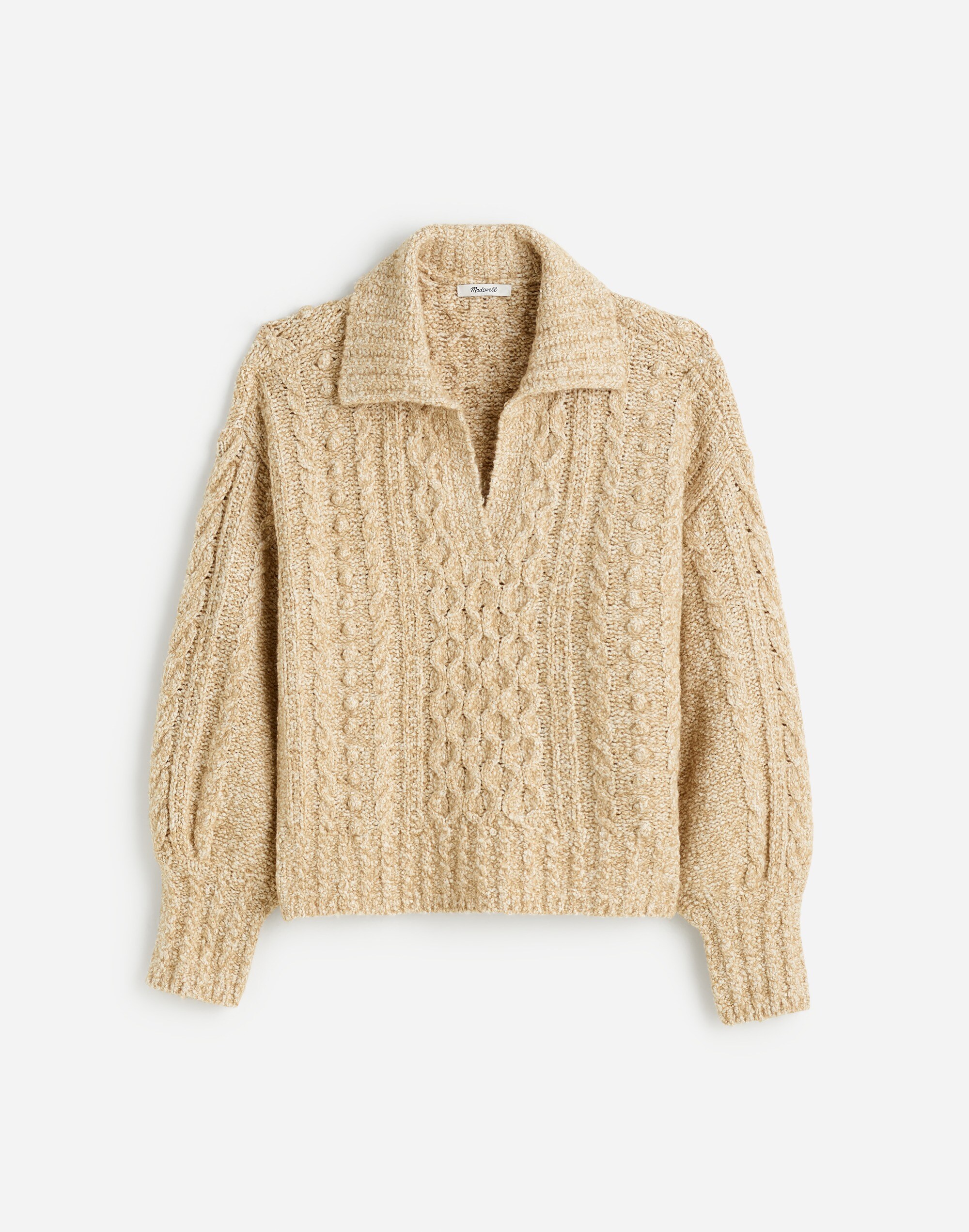 Cotton-Merino Wool Blend Cable-Knit Sweater