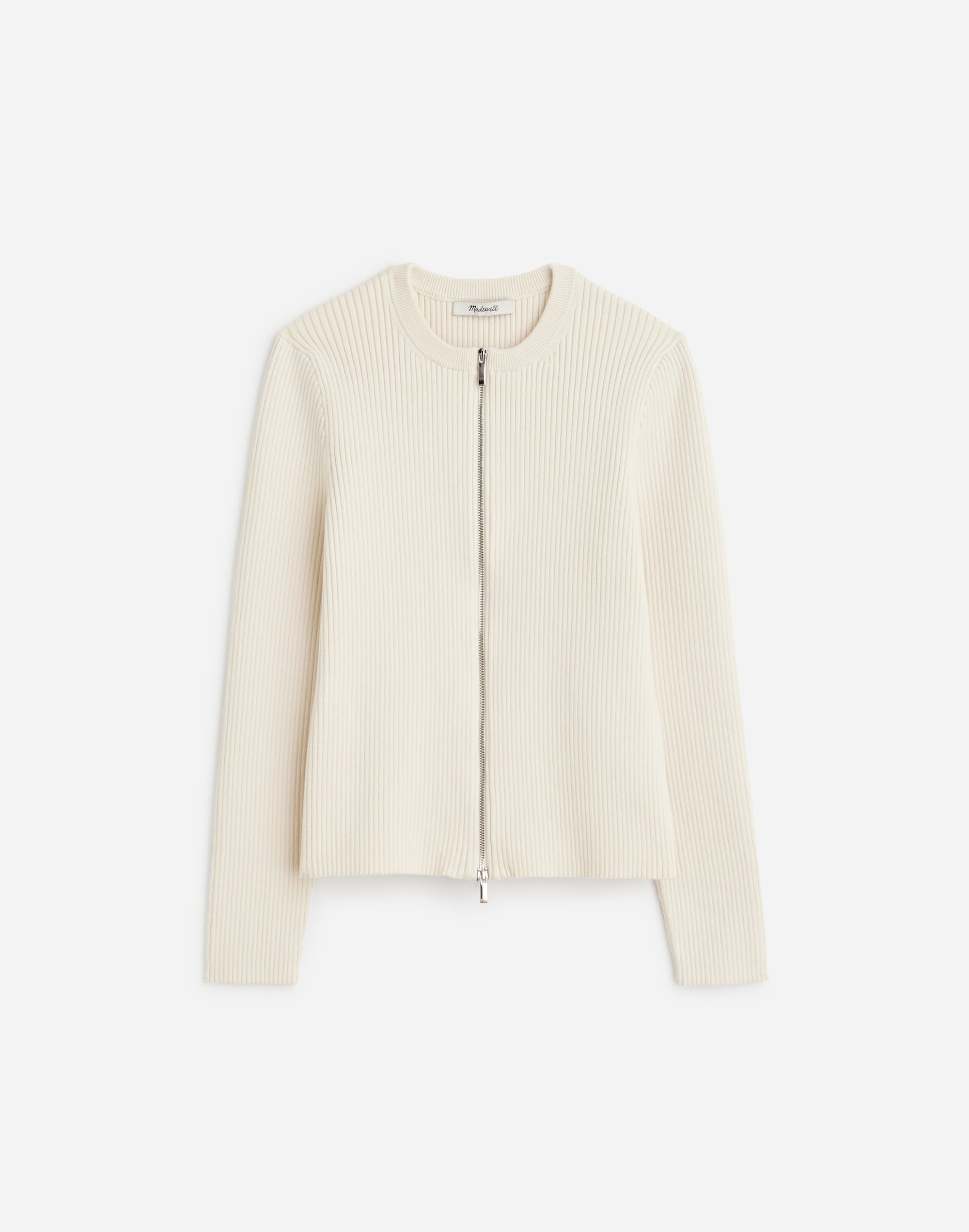 Zip-Front Ribbed Cardigan