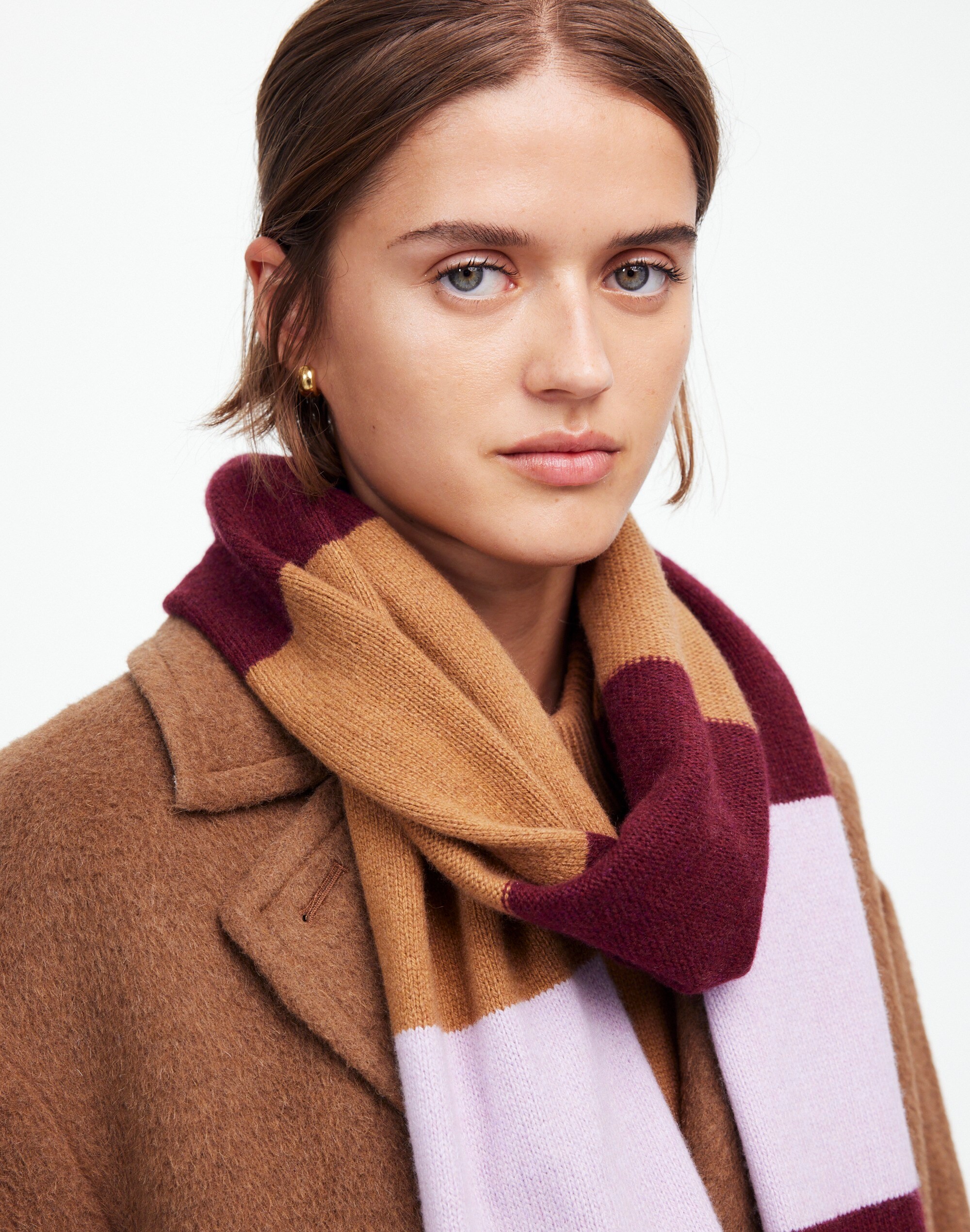 Cashmere-Wool Blend Skinny Scarf in Stripe