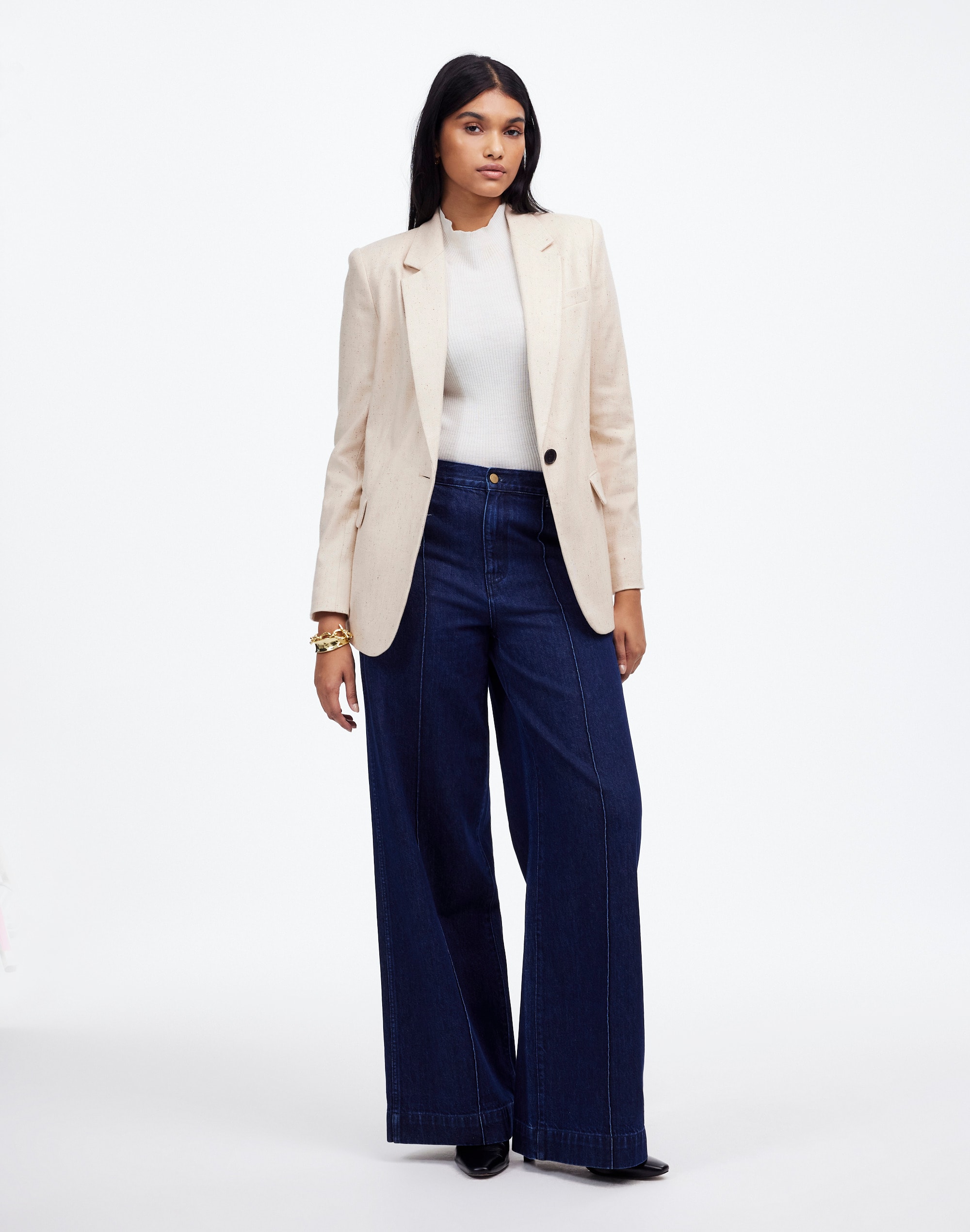 single-breasted blazer in herringbone
