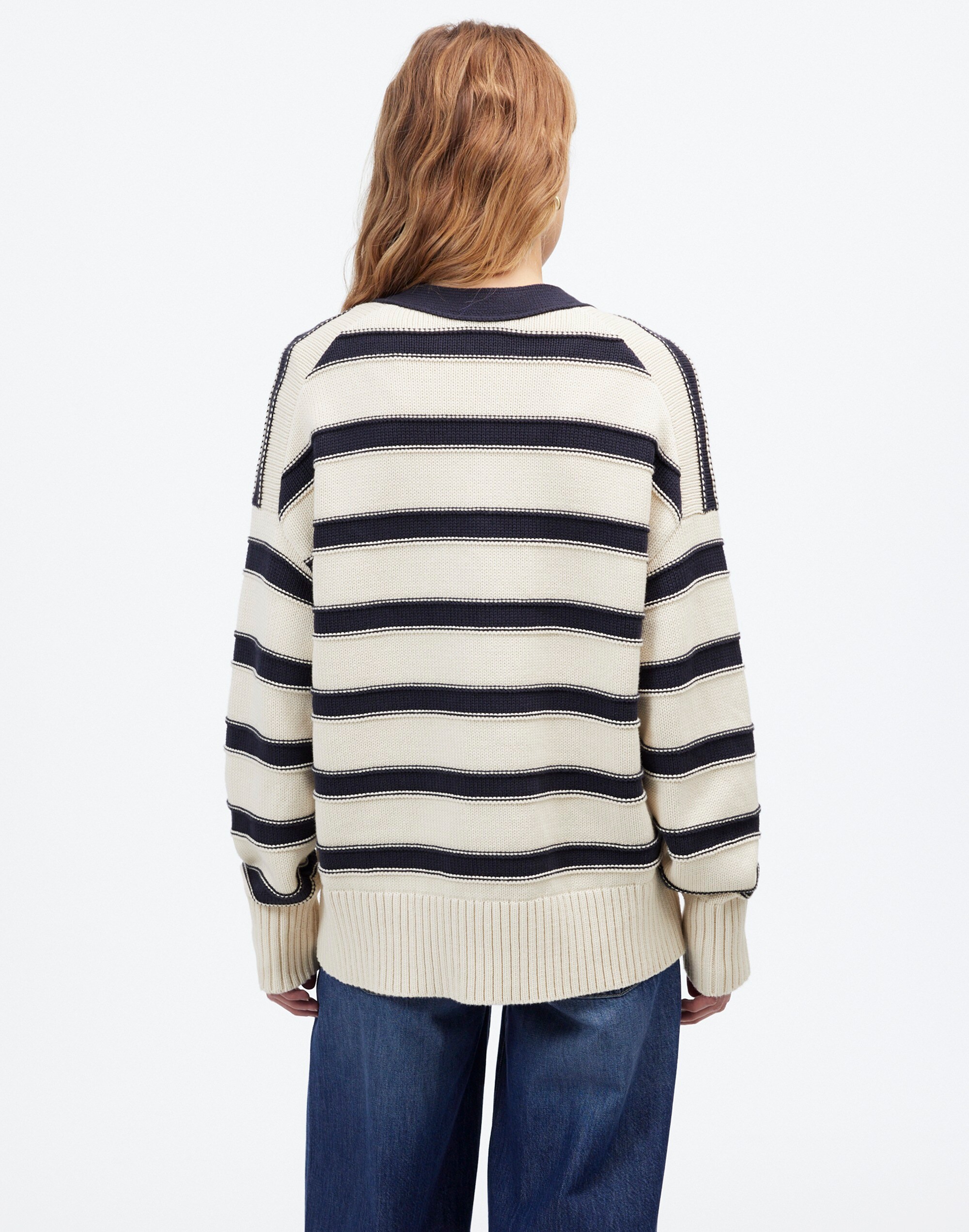 Oversized Cotton Cardigan in Stripe