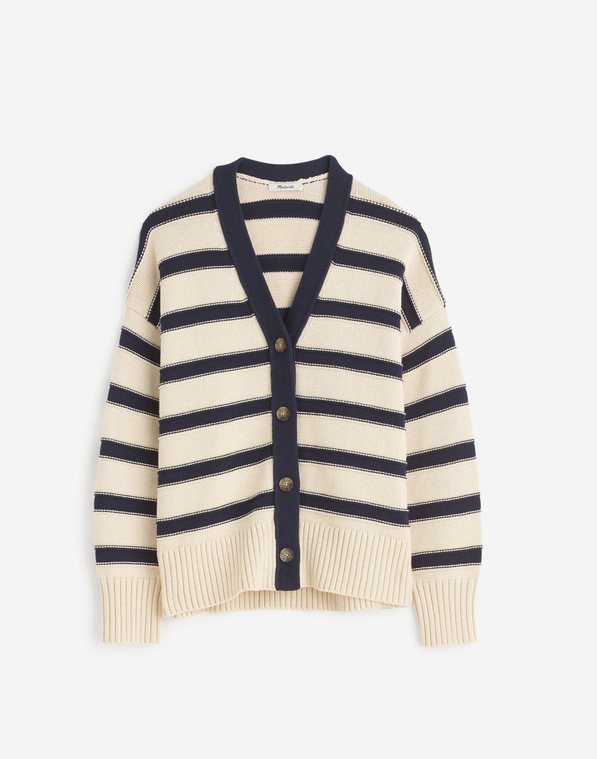 Oversized Cotton Cardigan in Stripe