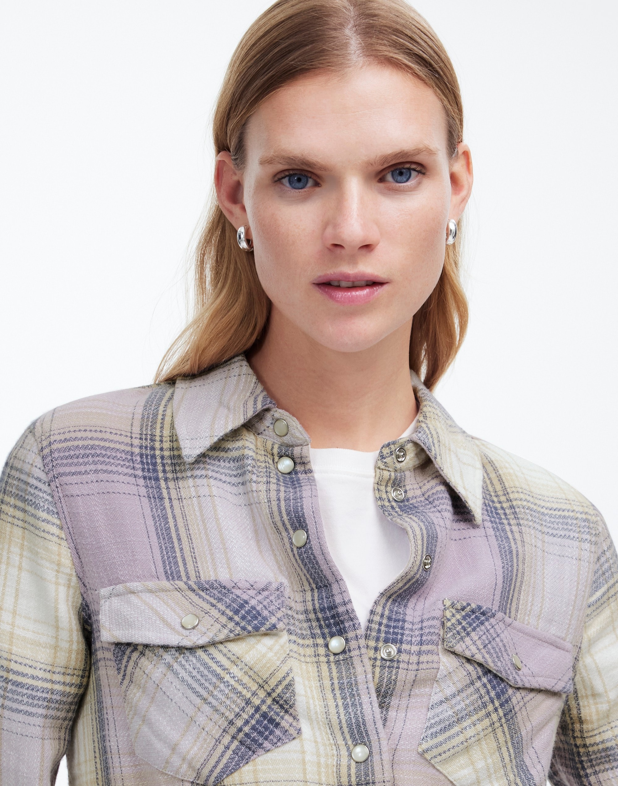 flannel snap-front shirt in plaid