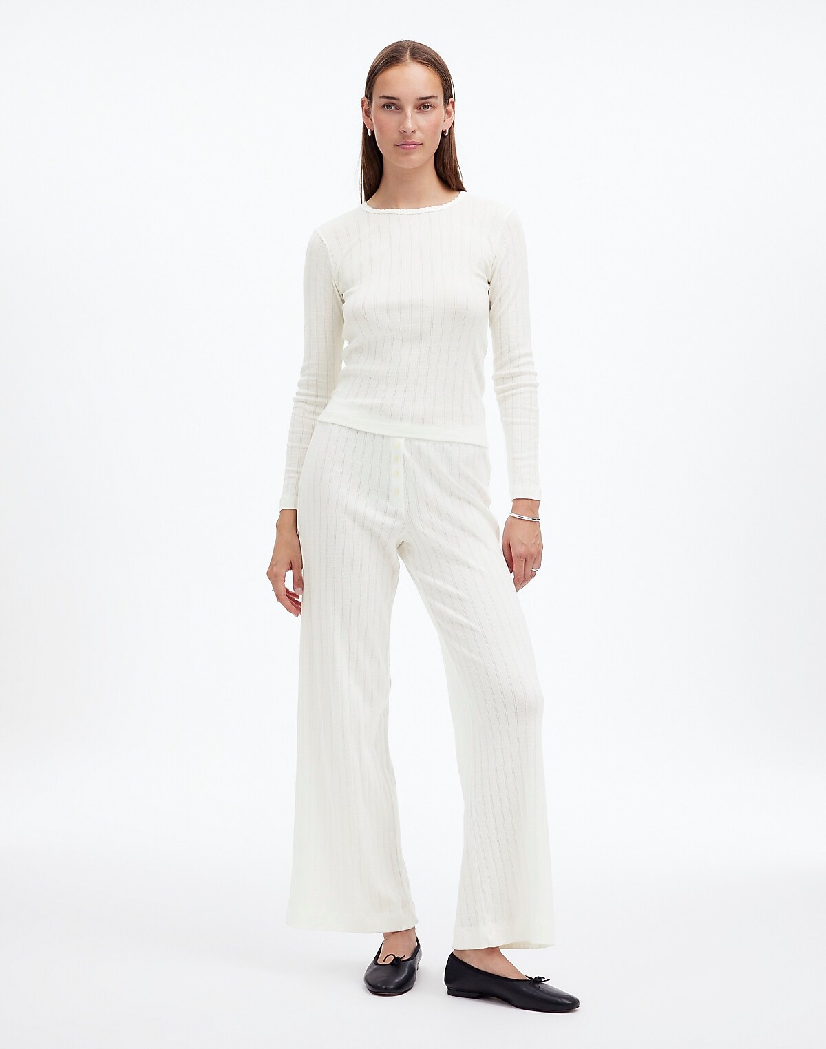 Madewell x LESET Pointelle Perfect Tee & Pant Set