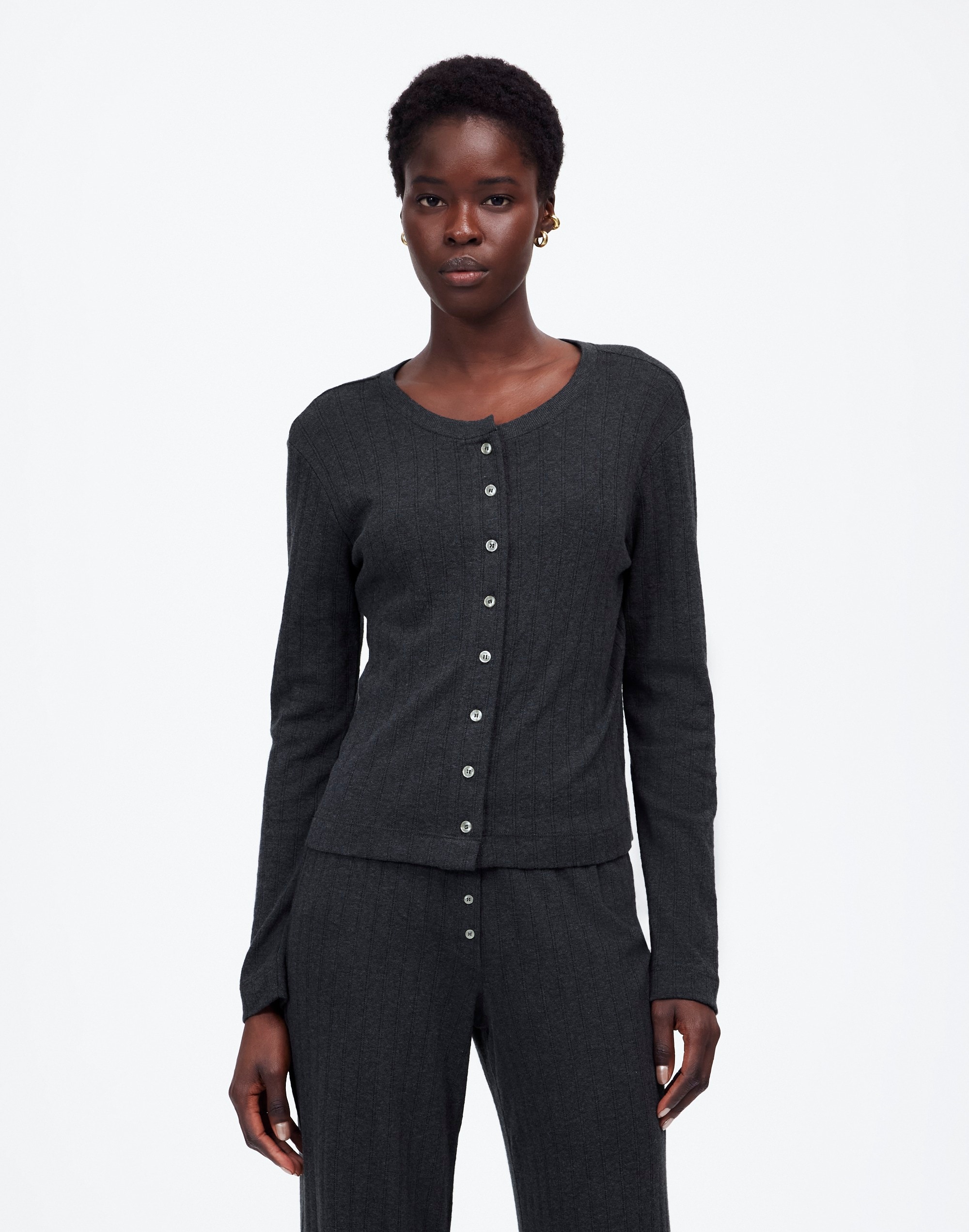 Madewell x LESET Pointelle Classic Crew Cardigan