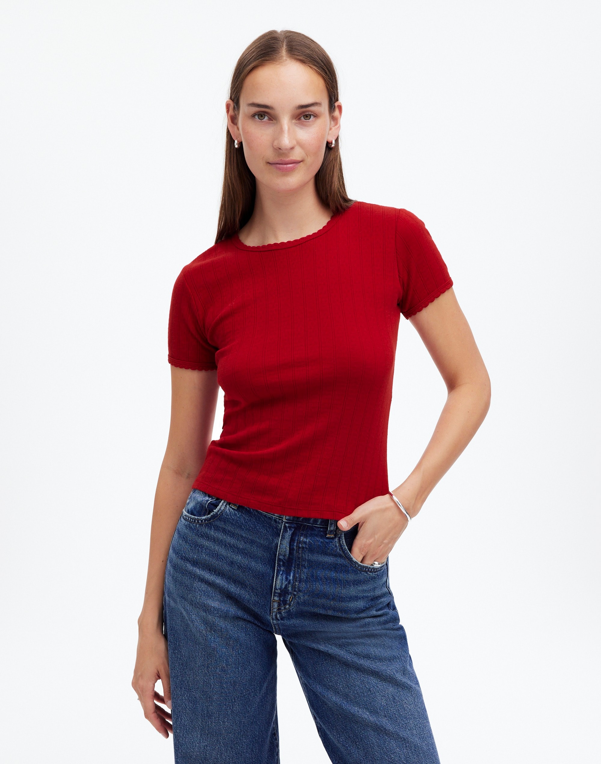 LESET Pointelle Slim-Fit Tee