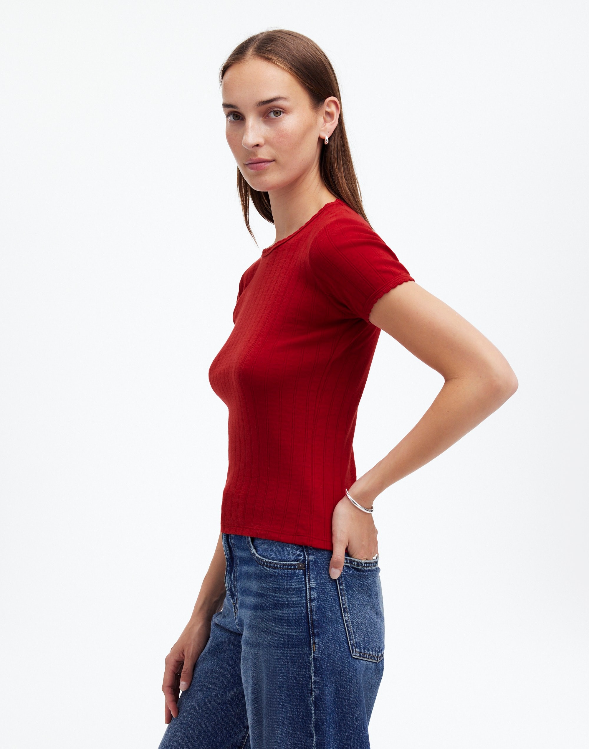 LESET Pointelle Slim-Fit Tee