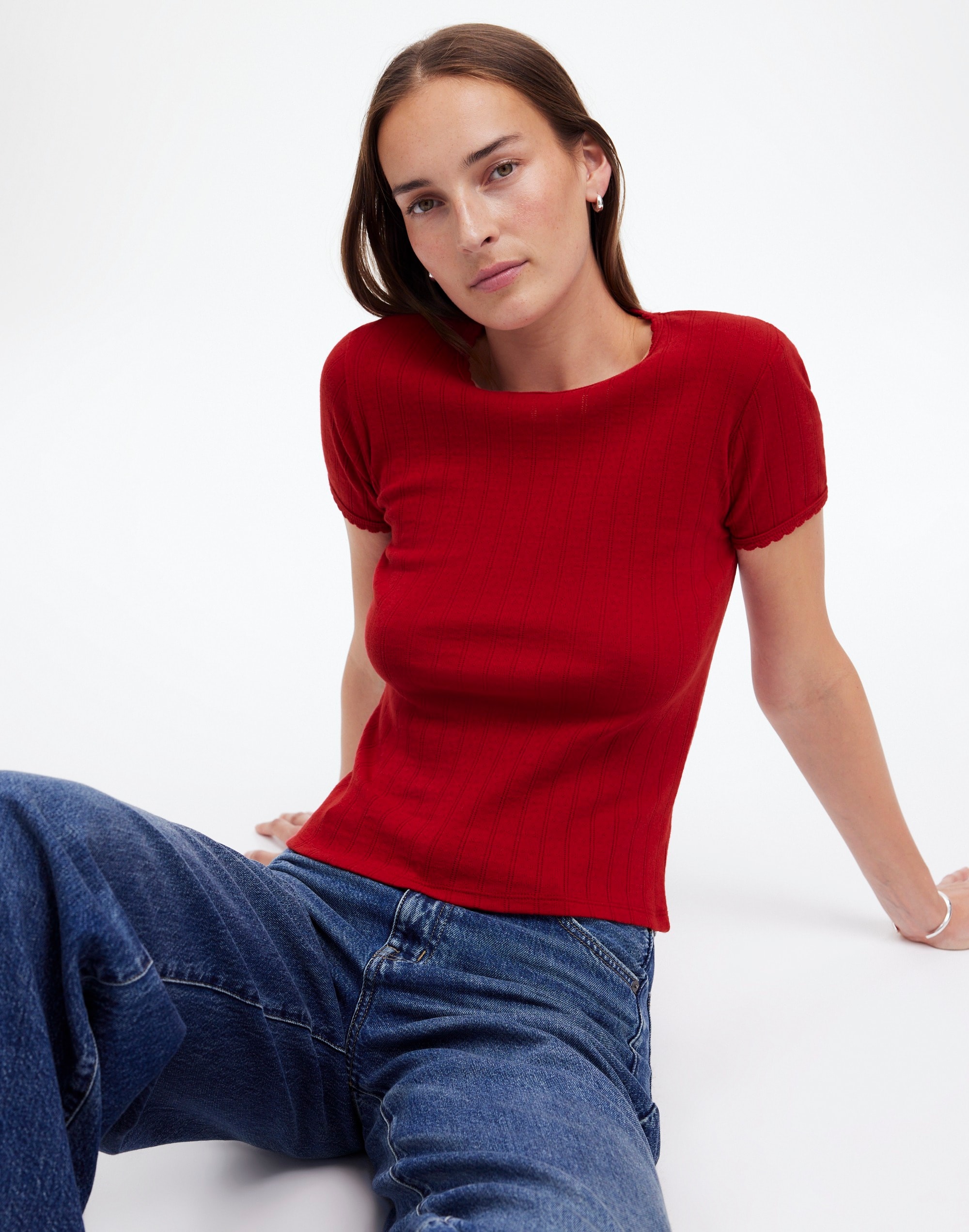 LESET Pointelle Slim-Fit Tee