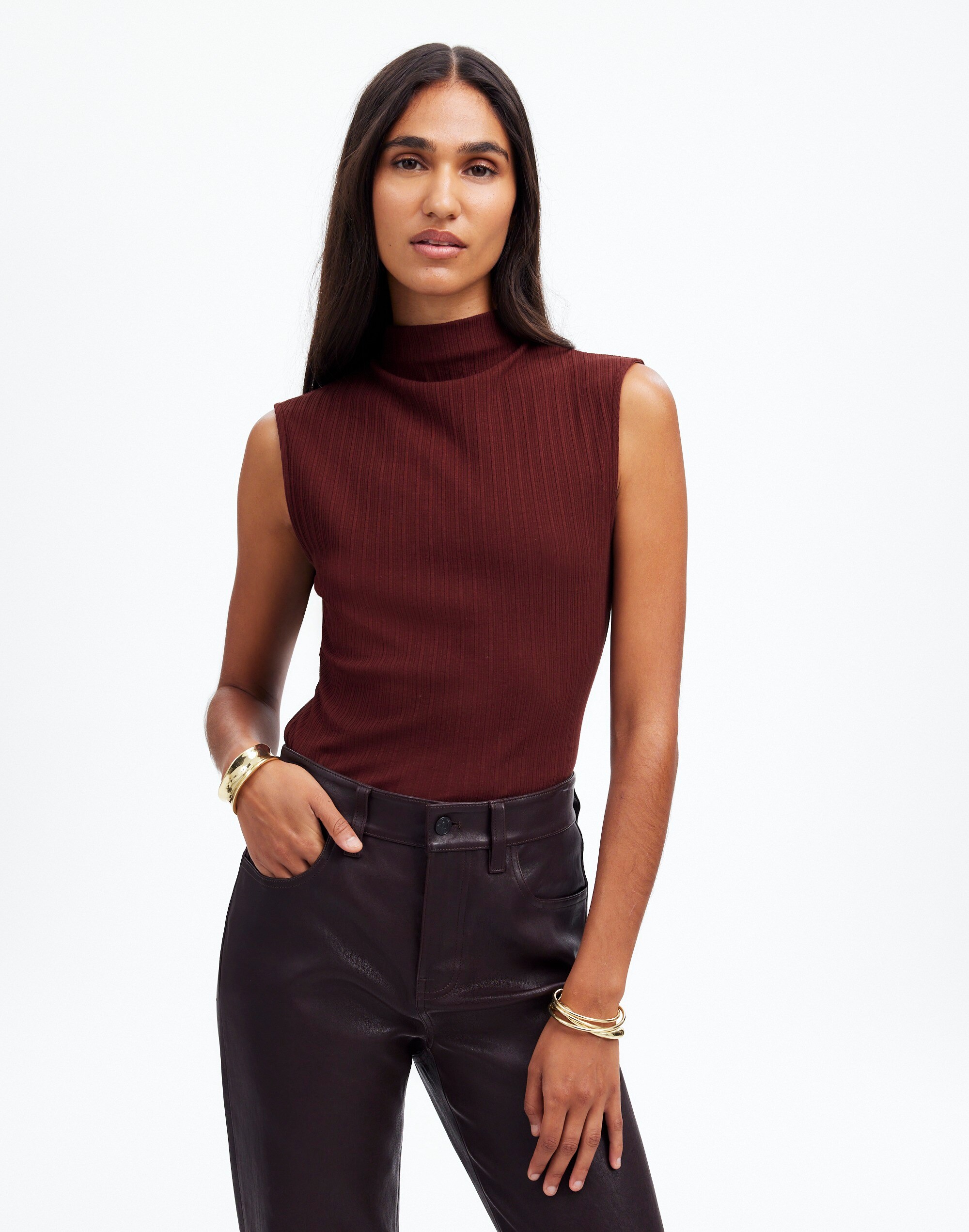 Ribbed Mockneck Tank