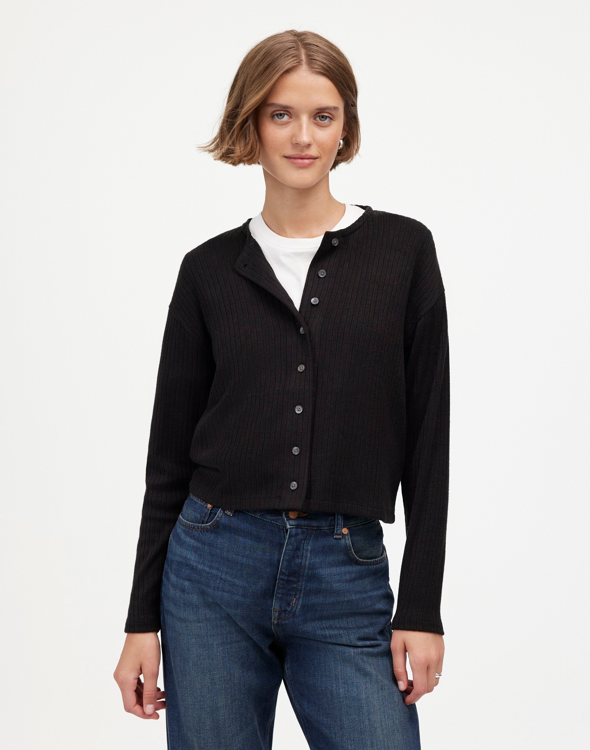 relaxed button-front cardigan