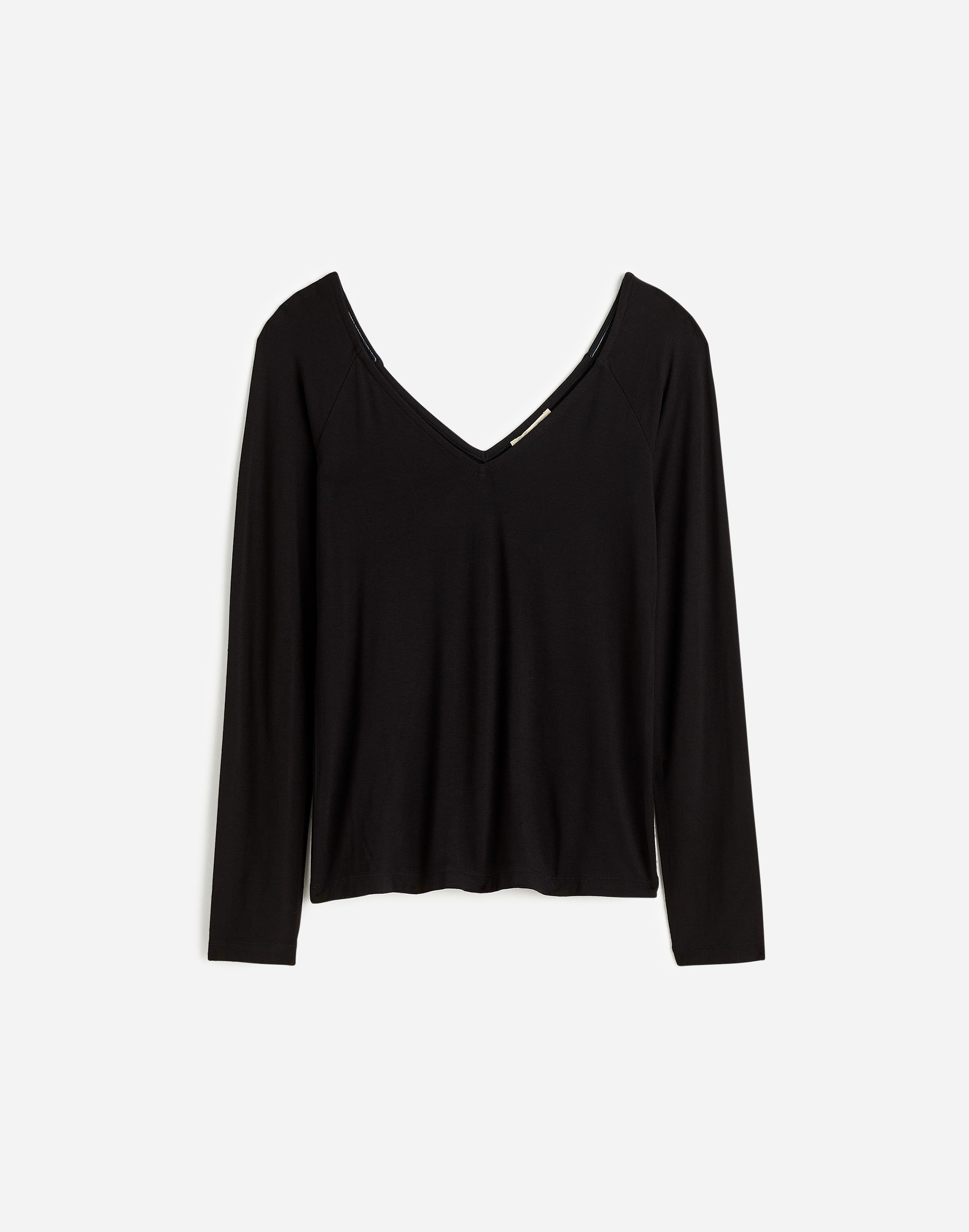 Jersey V-Neck Long-Sleeve Top