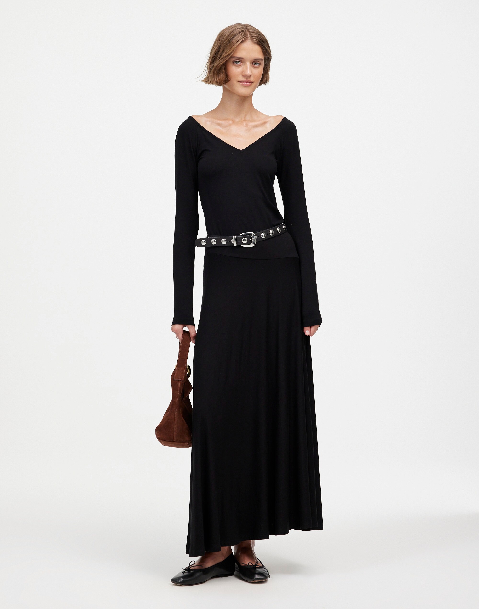 jersey v-neck long-sleeve top