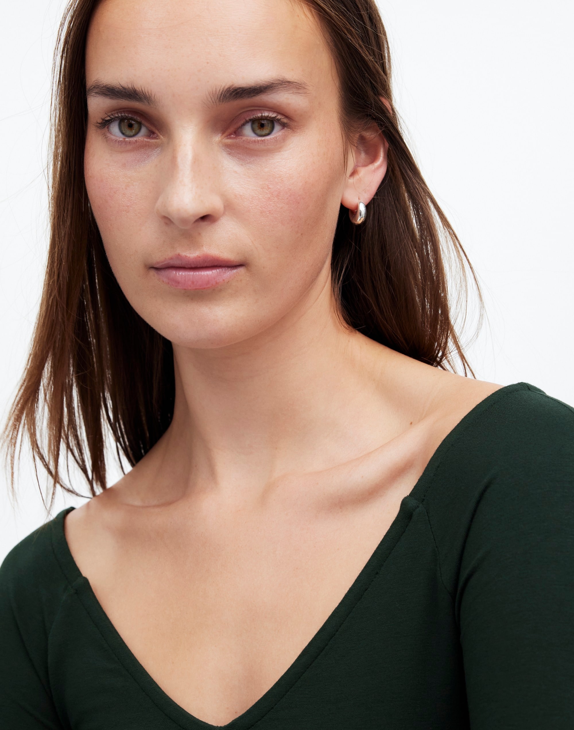 Jersey V-Neck Long-Sleeve Top