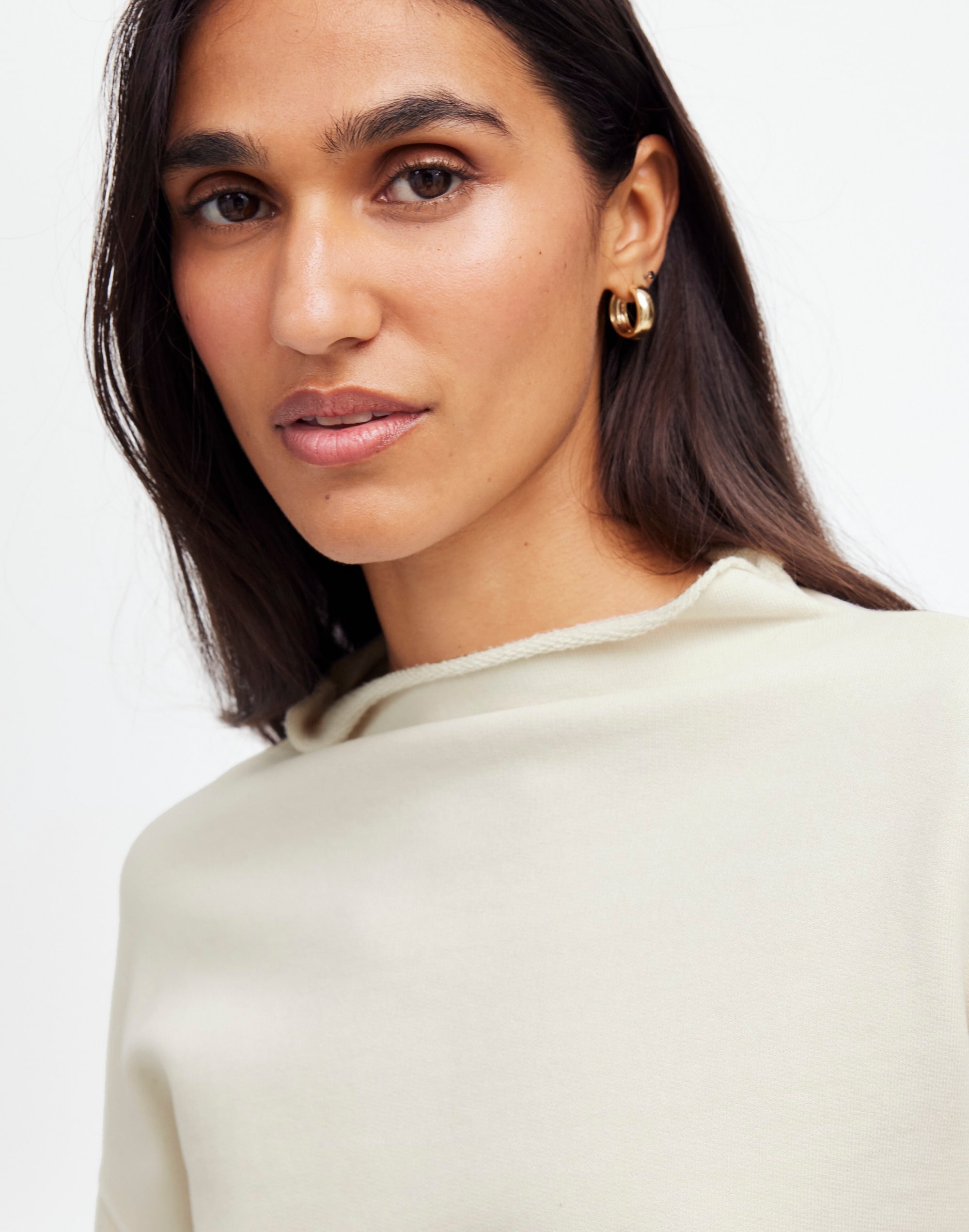 Long-Sleeve Funnel-Neck Sweatshirt