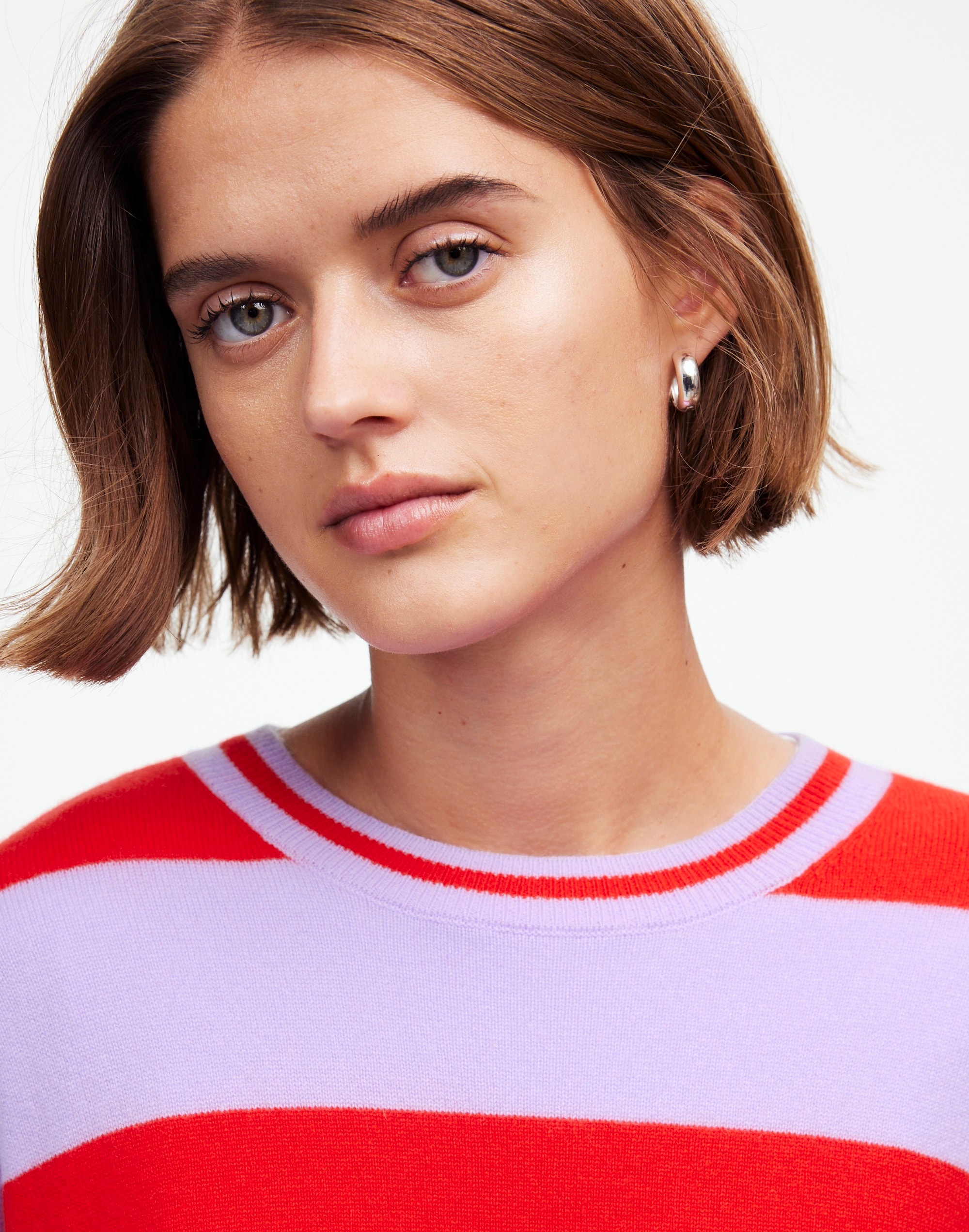 cashmere relaxed crewneck sweater in wide stripe