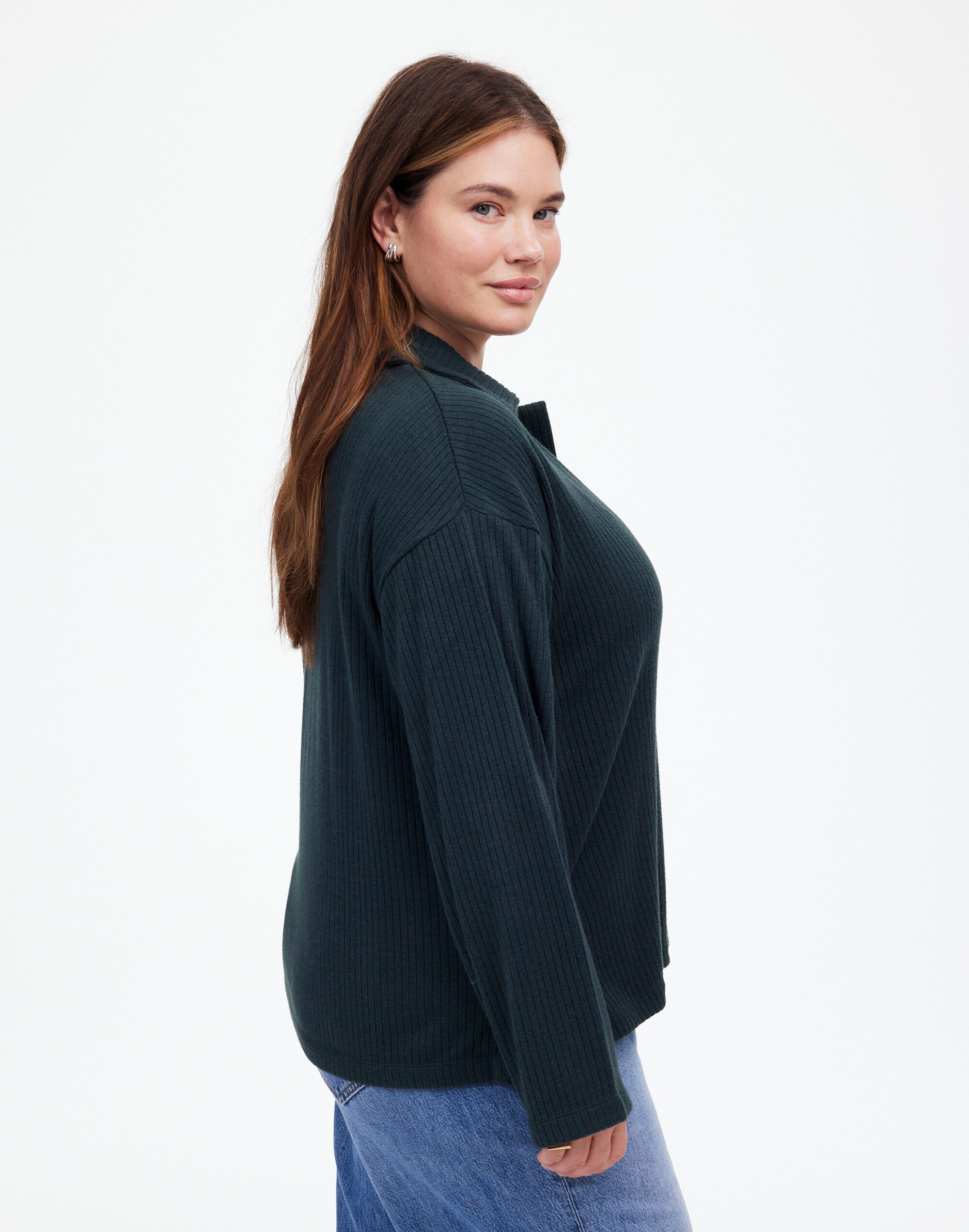 Plus Relaxed Long-Sleeve Polo Tee