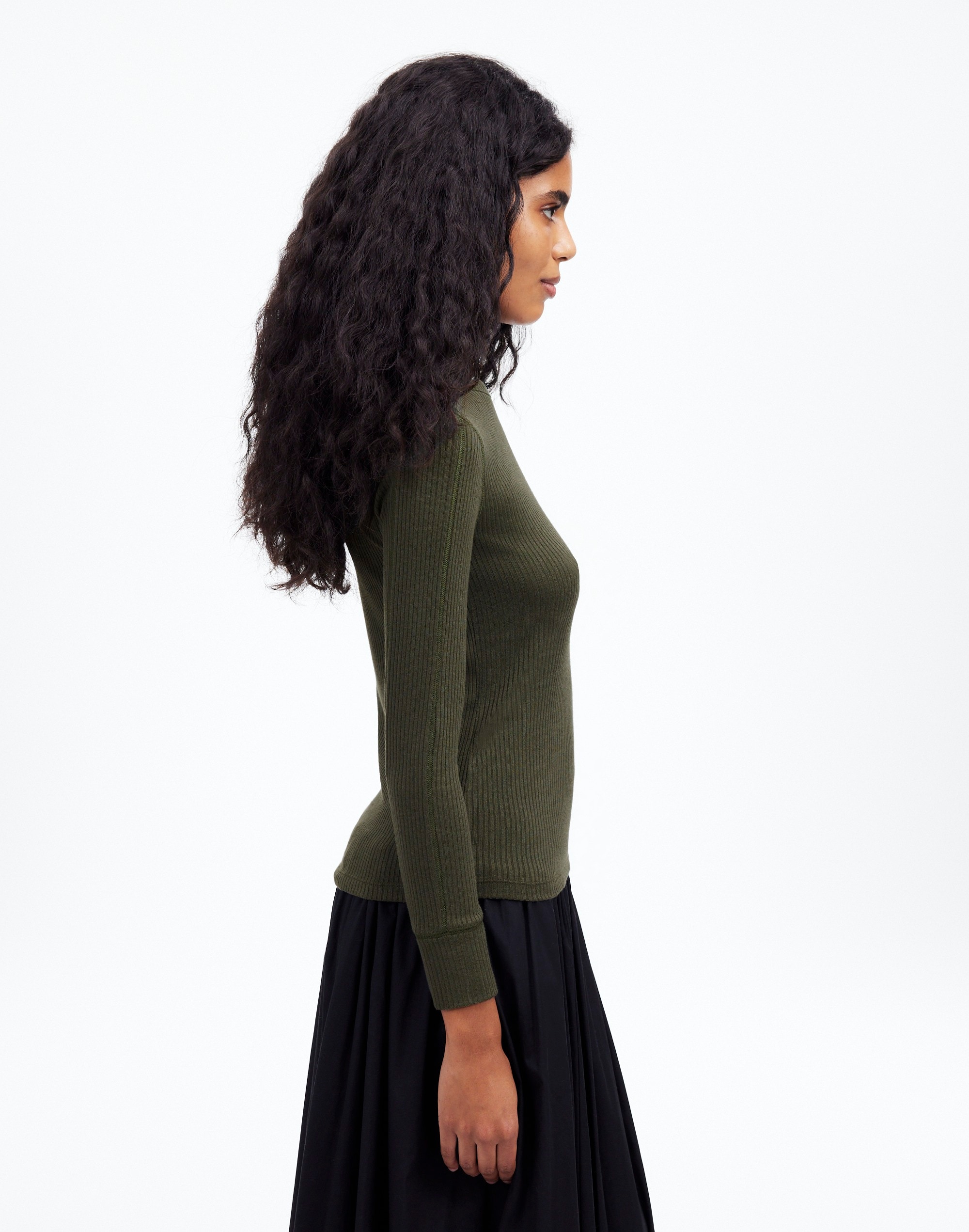 Ribbed Crewneck Long-Sleeve Tee