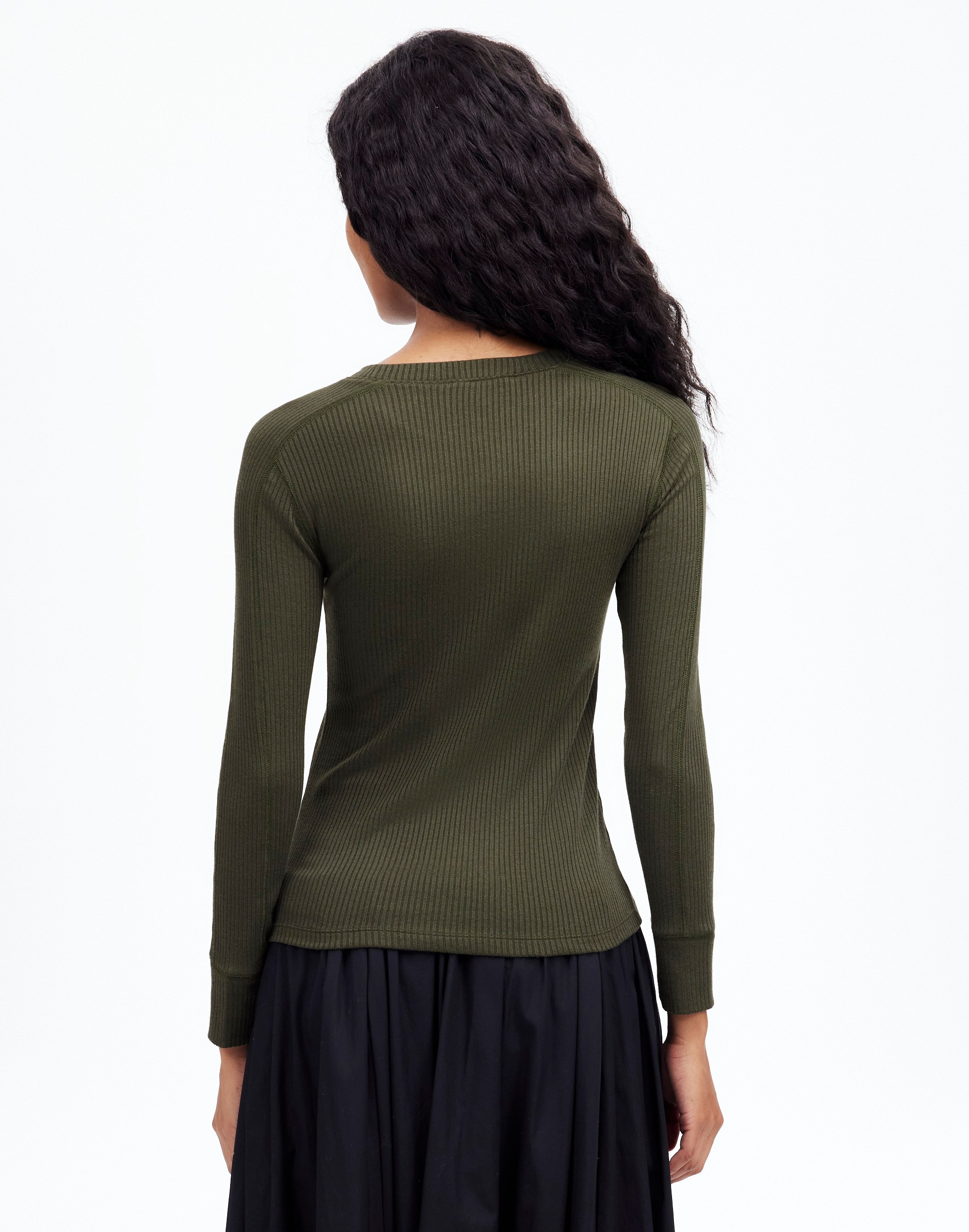 Ribbed Crewneck Long-Sleeve Tee