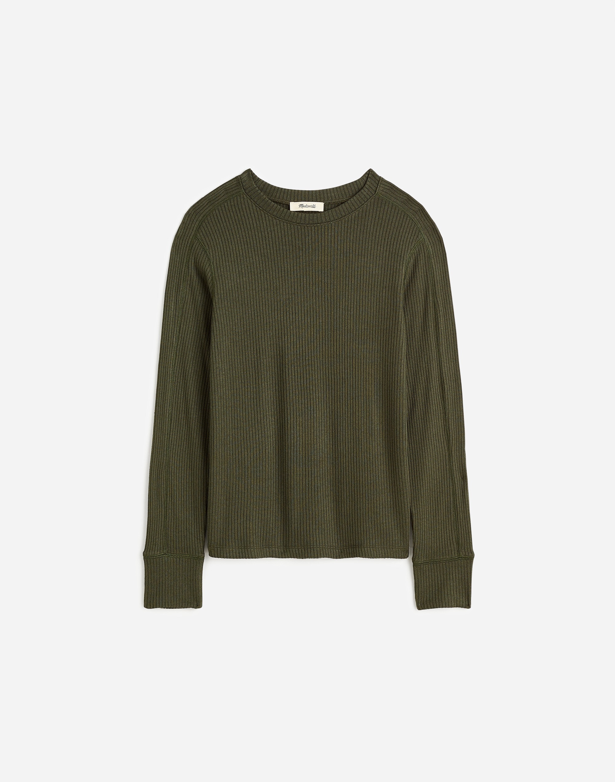 Ribbed Crewneck Long-Sleeve Tee