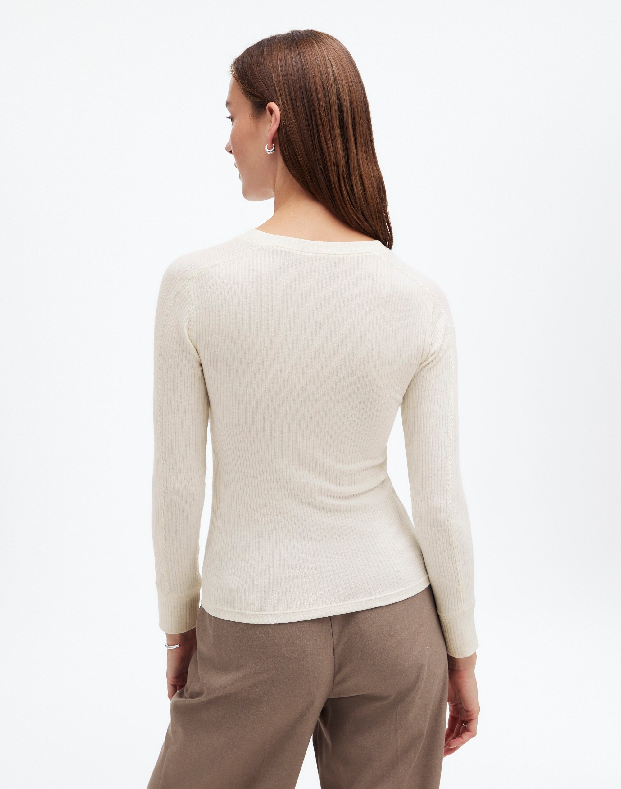 Ribbed Crewneck Long-Sleeve Tee