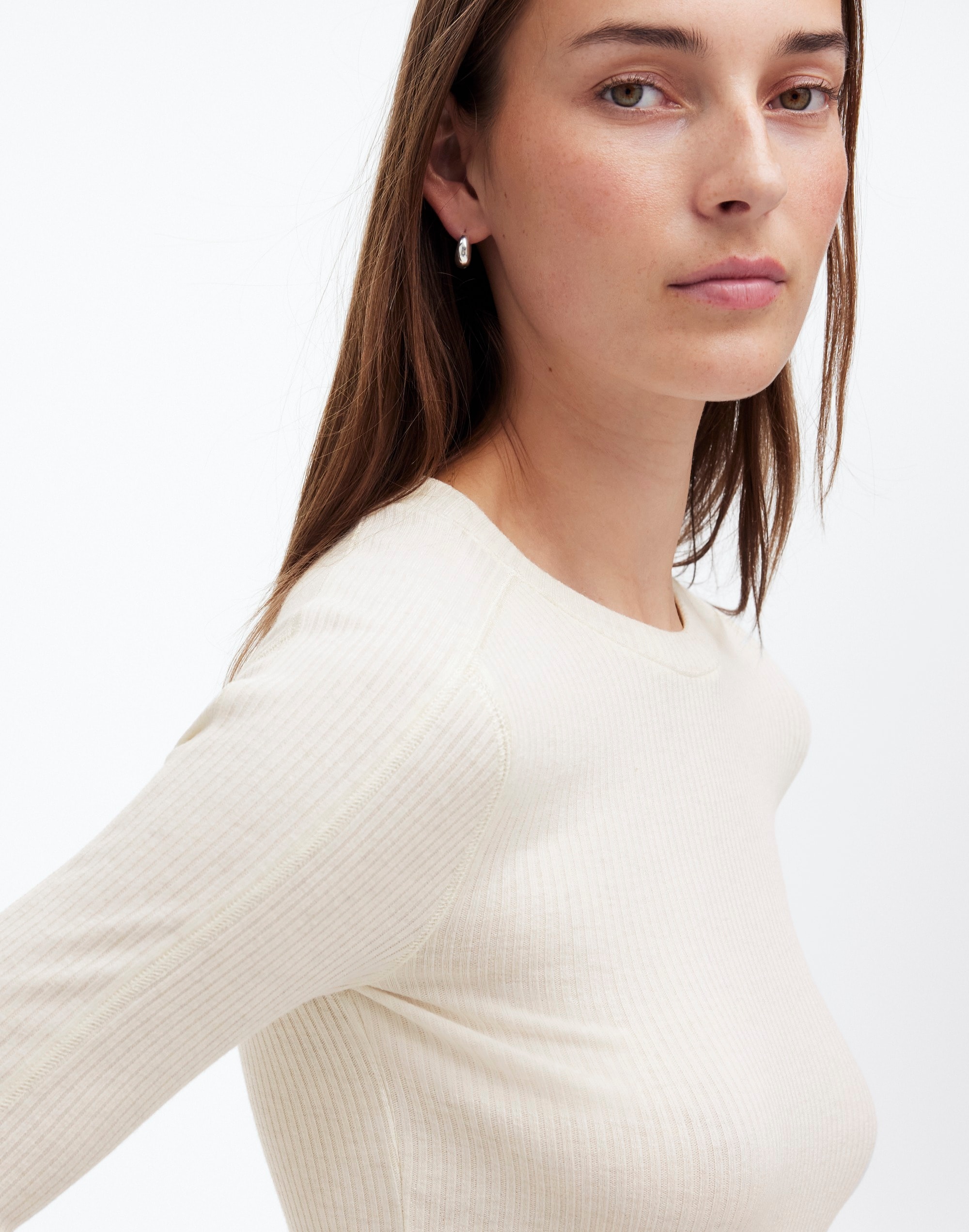 Ribbed Crewneck Long-Sleeve Tee