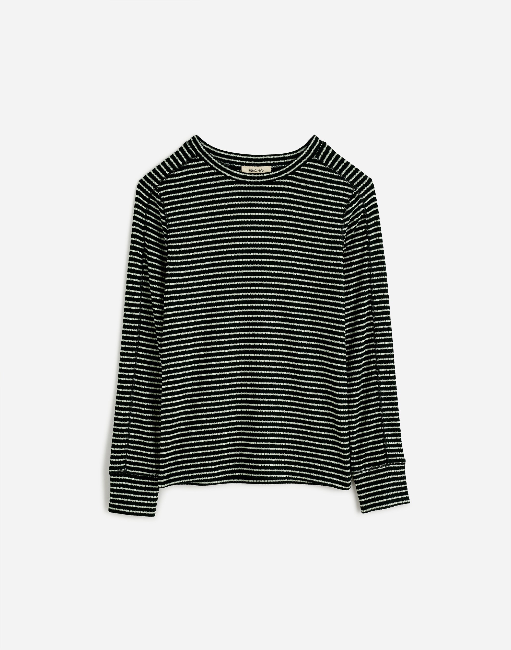 Plus Ribbed Crewneck Long-Sleeve Tee in Stripe