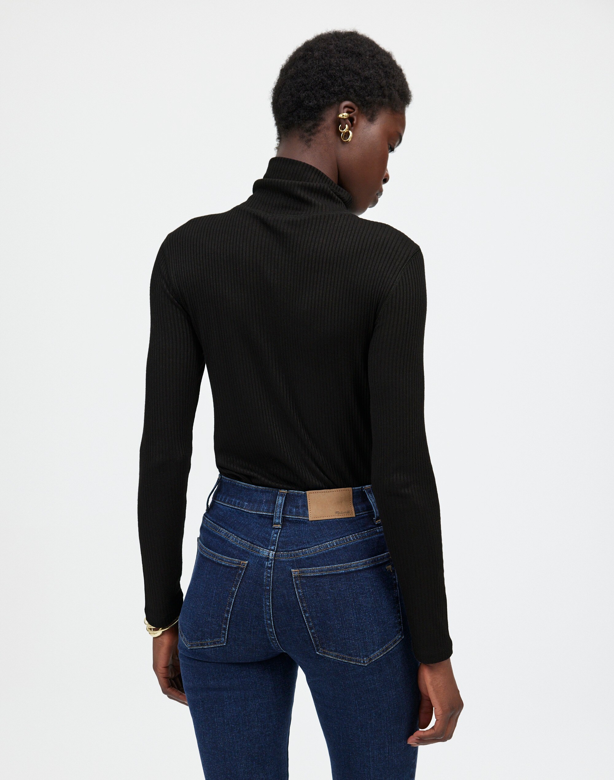 Ribbed Turtleneck Long-Sleeve Tee