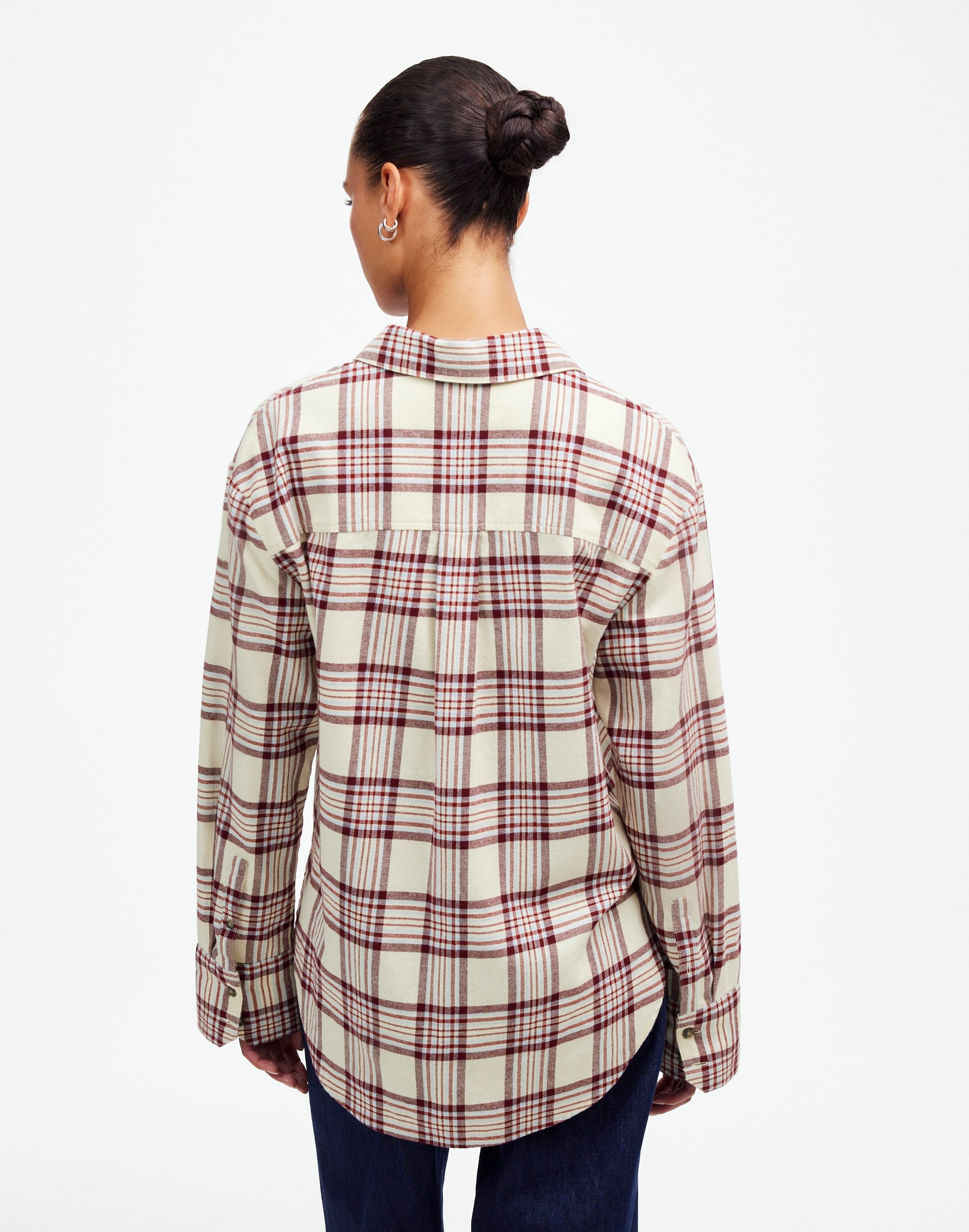 Relaxed Straight-Hem Button-Up Shirt in Plaid