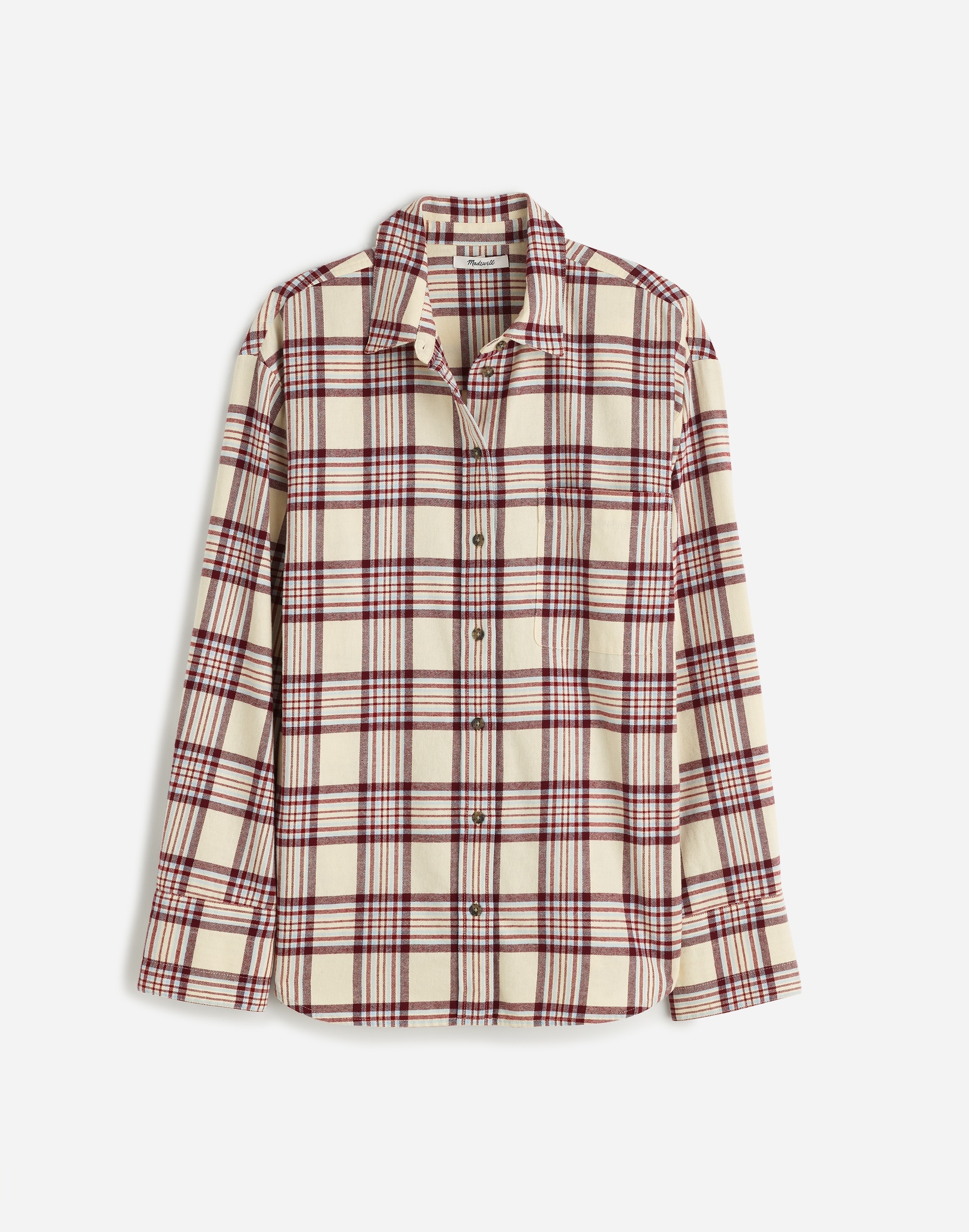 Relaxed Straight-Hem Button-Up Shirt in Plaid