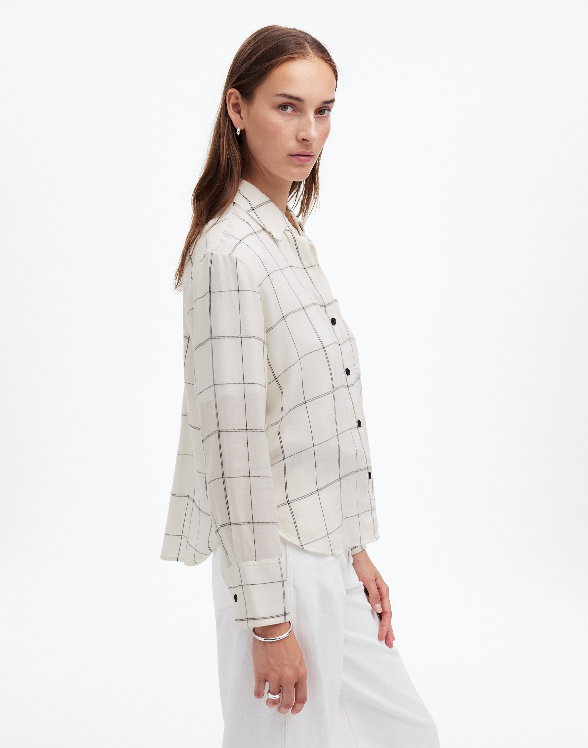 Easy Y-Neck Button-Up Shirt