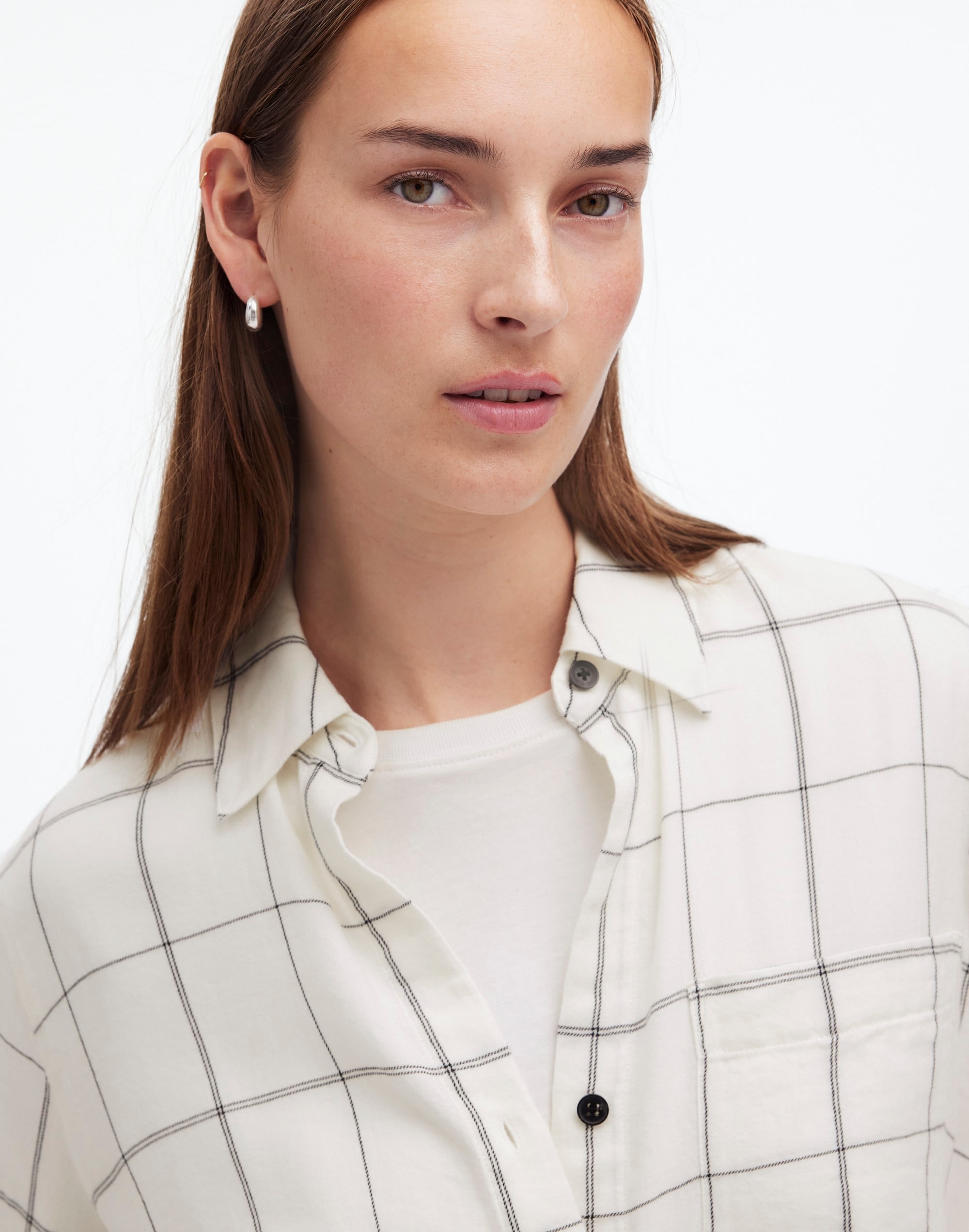 Easy Y-Neck Button-Up Shirt