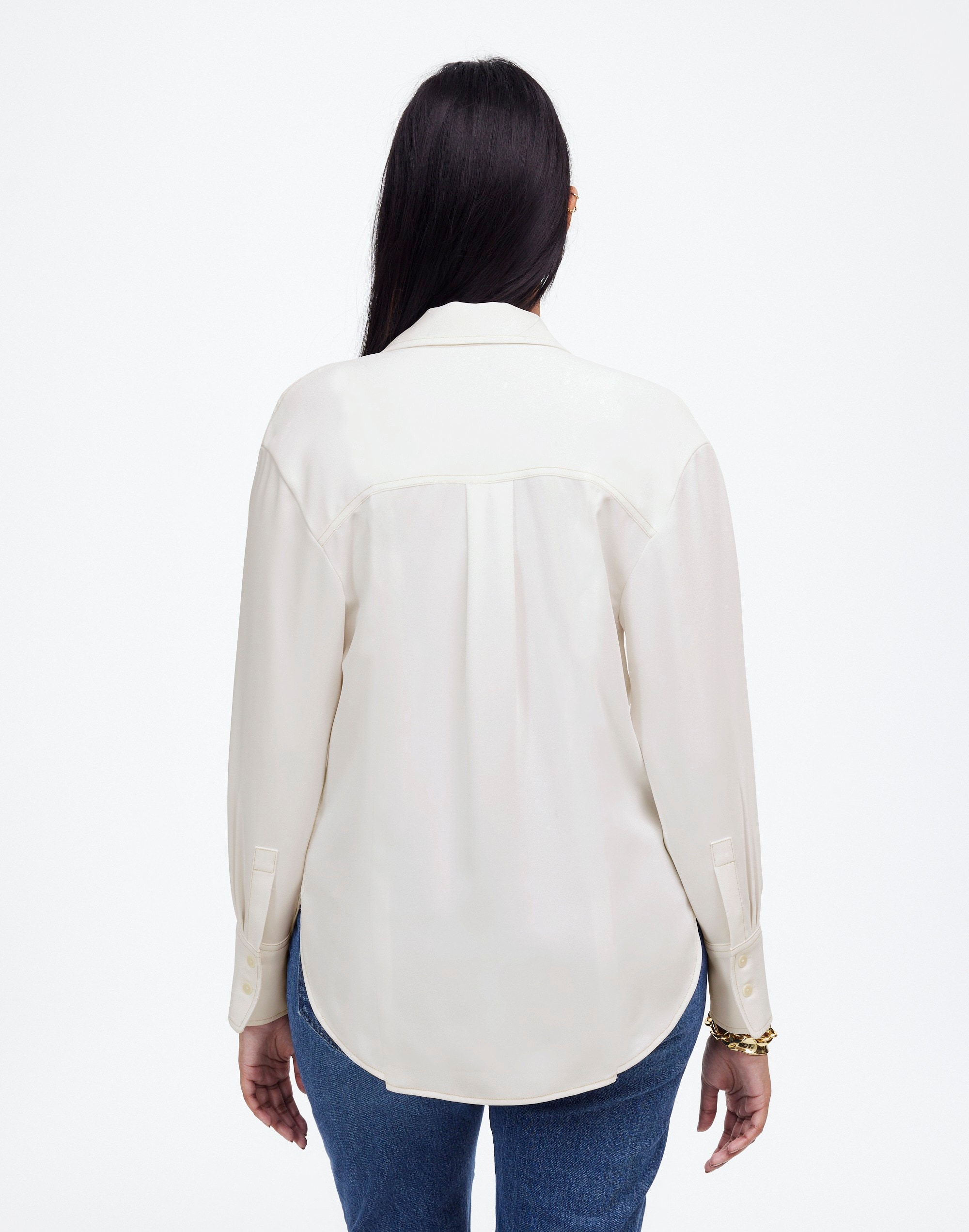 Contrast-Stitch Popover Shirt