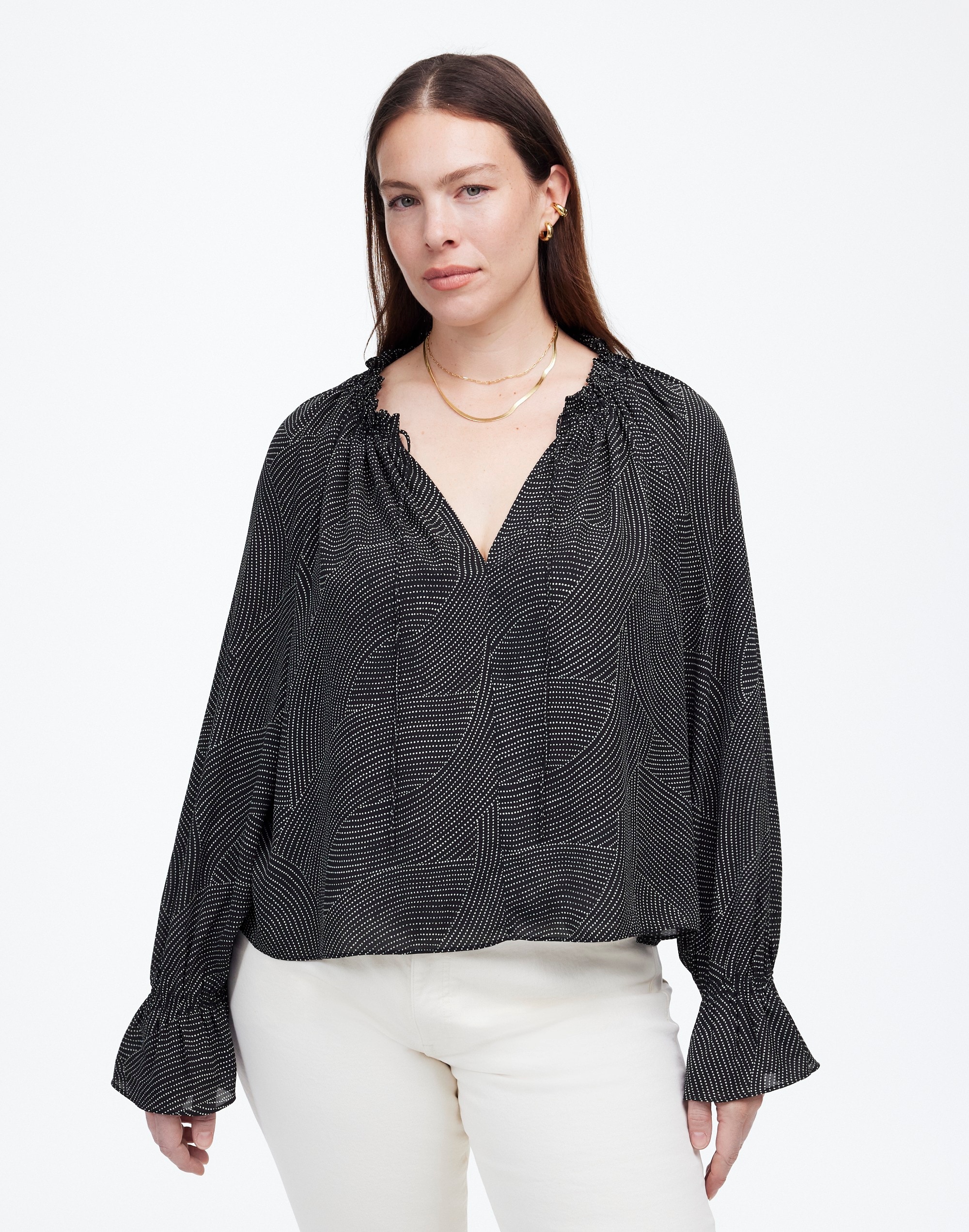 Long-Sleeve Tie-Neck Top | Madewell