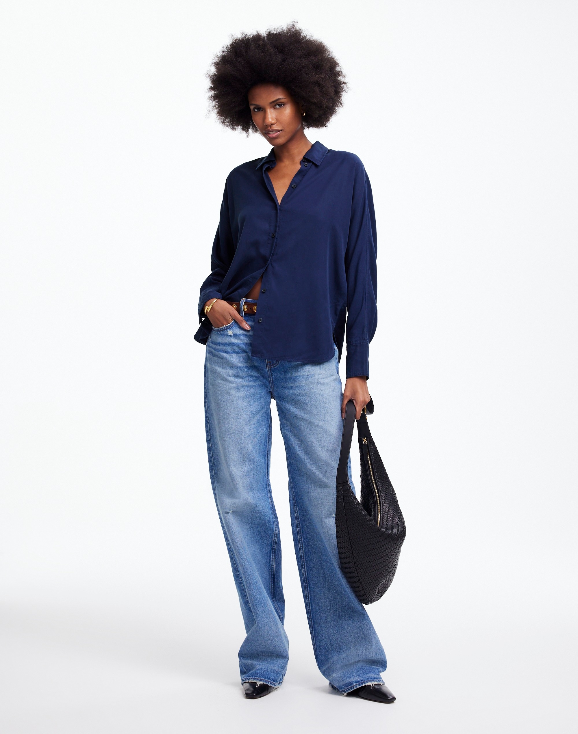 Relaxed Dolman Button-Up Shirt