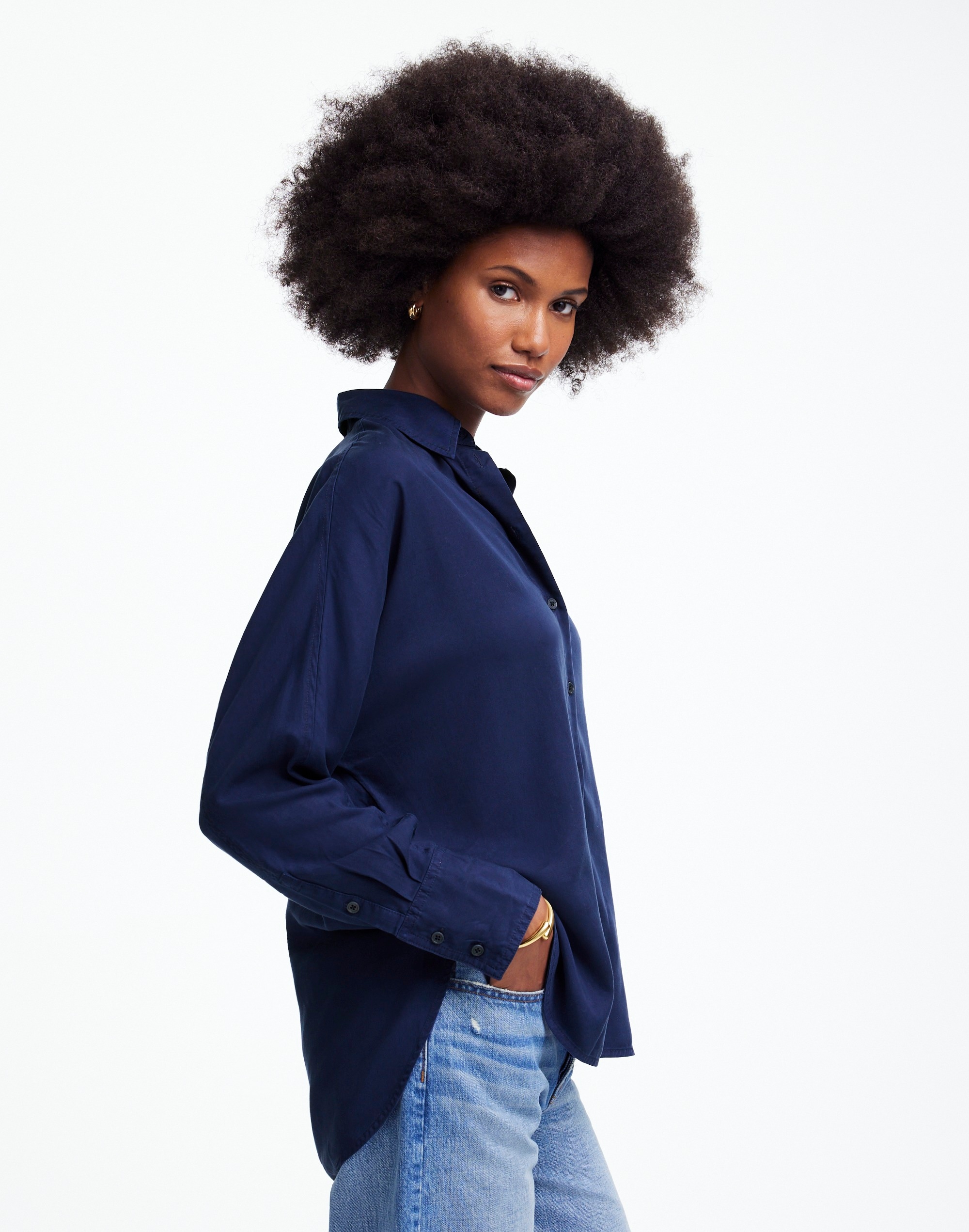 Relaxed Dolman Button-Up Shirt