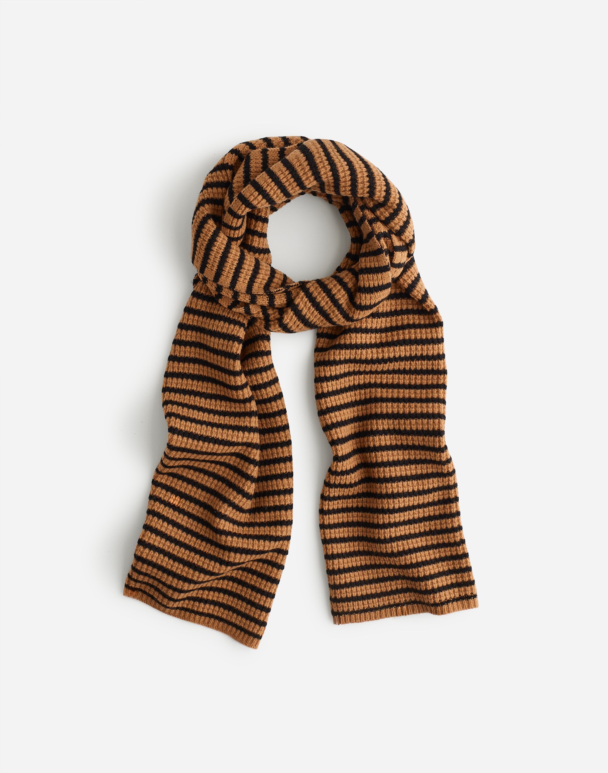 wool waffle-knit scarf in stripe